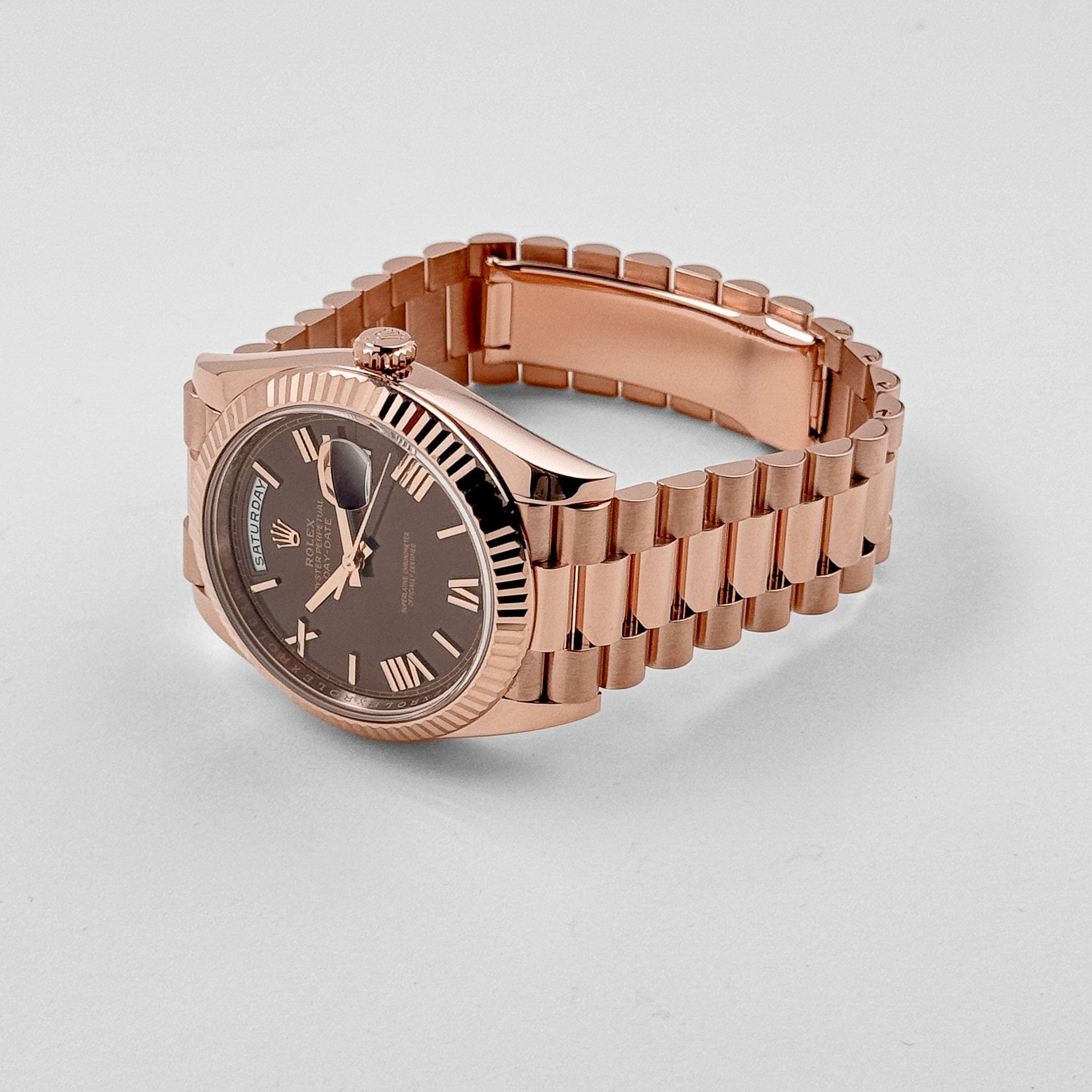 Rolex Day-Date 40 228235 Rose Gold Chocolate Roman Dial (2024)