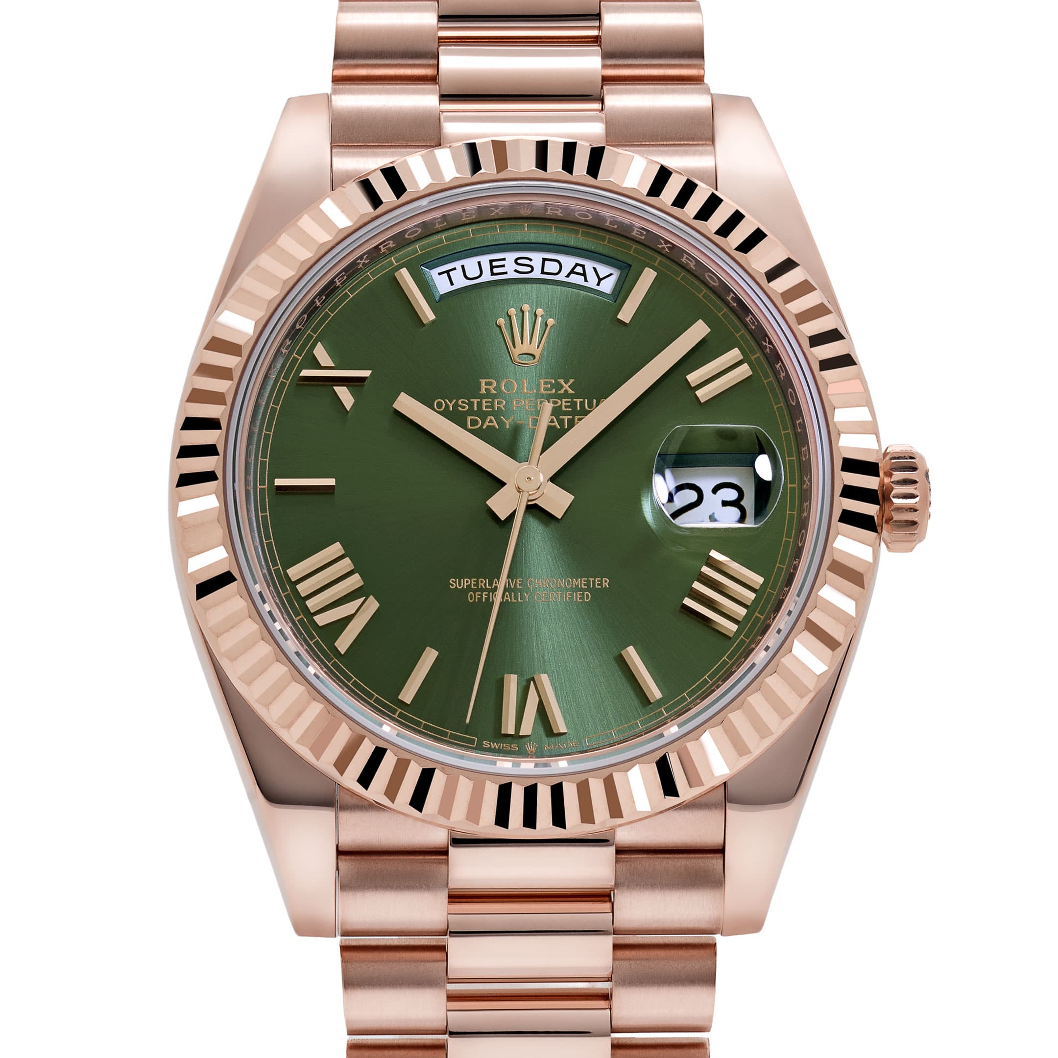 Rolex Day-Date 40 228235 Rose Gold Olive Green Dial (2026)