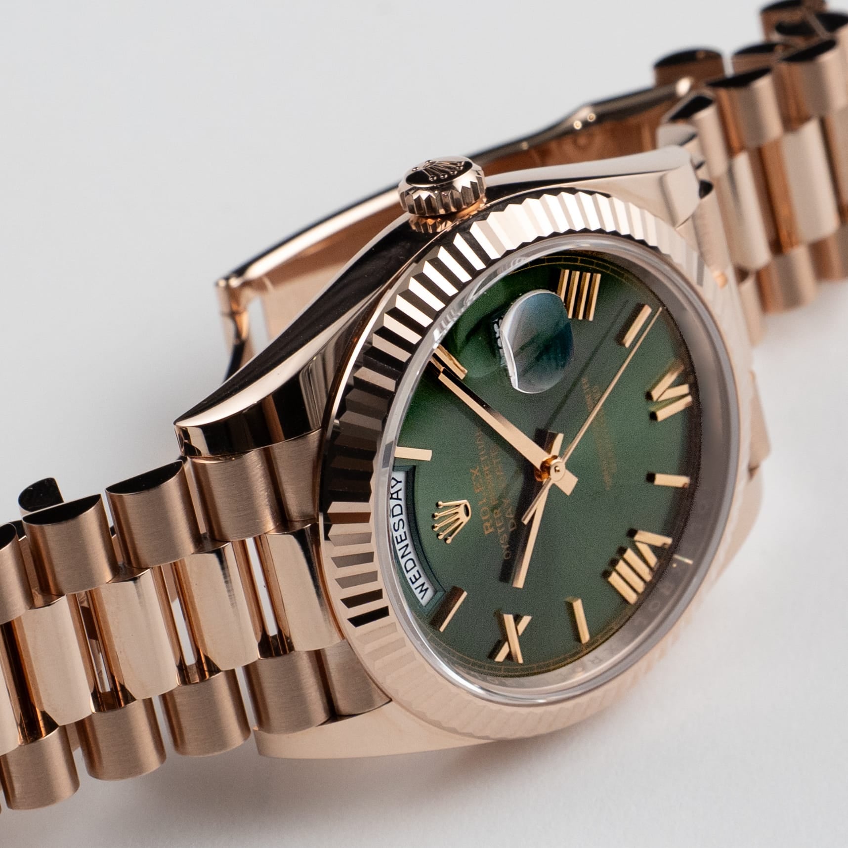Rolex Day-Date 40 228235 Rose Gold Olive Green Dial (2026)
