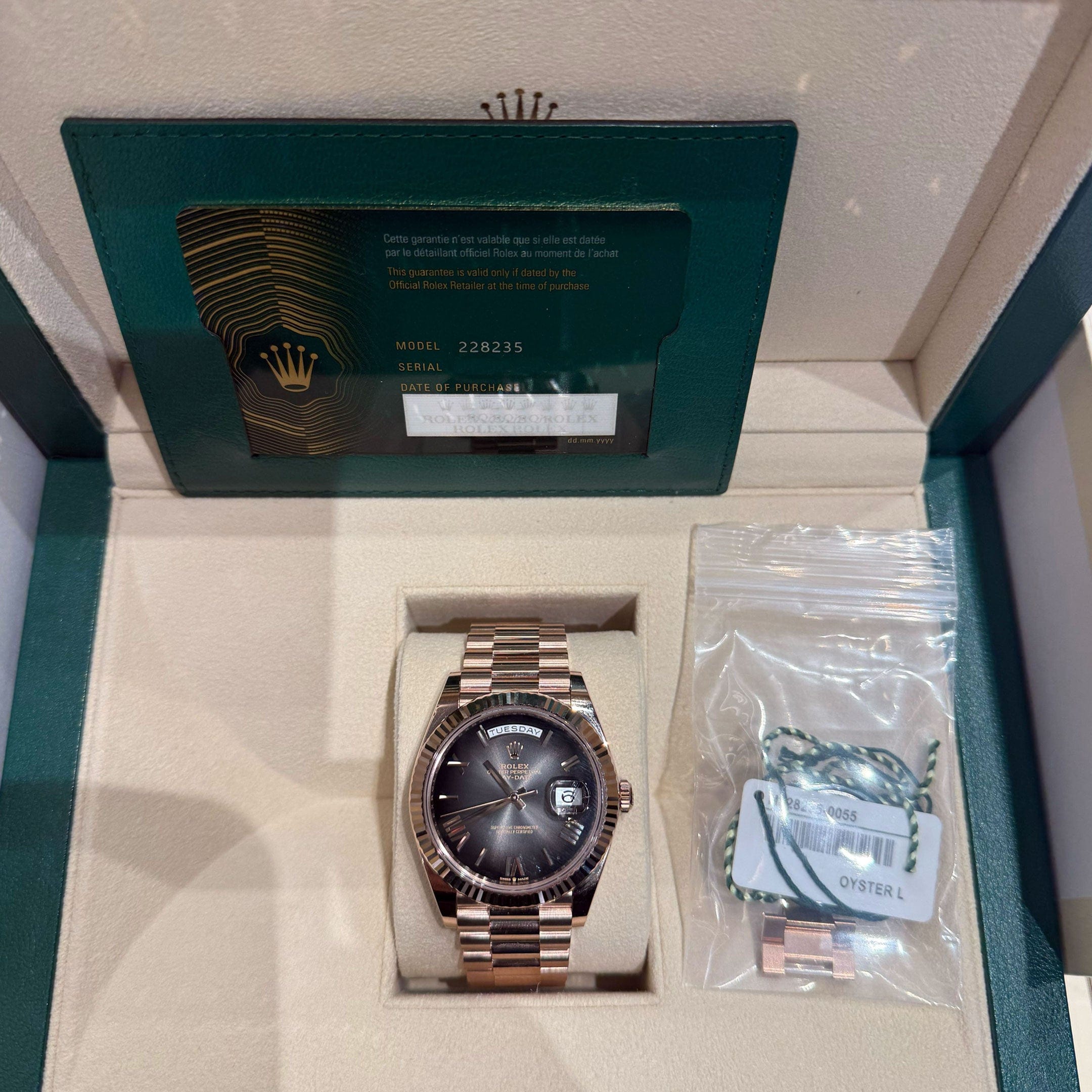 Rolex Day-Date 40 228235 Rose Gold Slate Ombre Dial (2025)