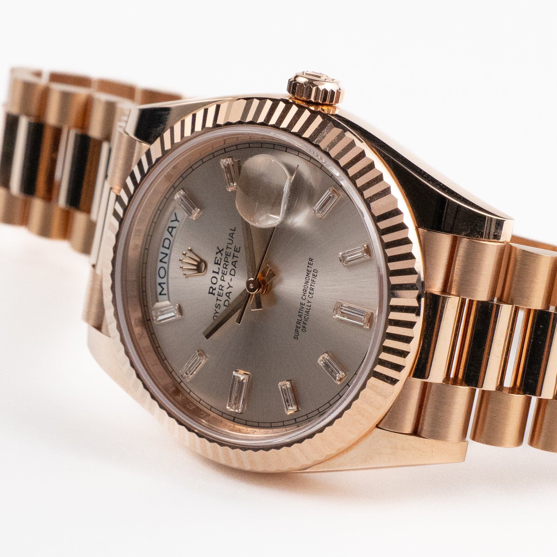 Rolex Day-Date 40 228235 Rose Gold Sundust Diamond Baguette Dial (2024)