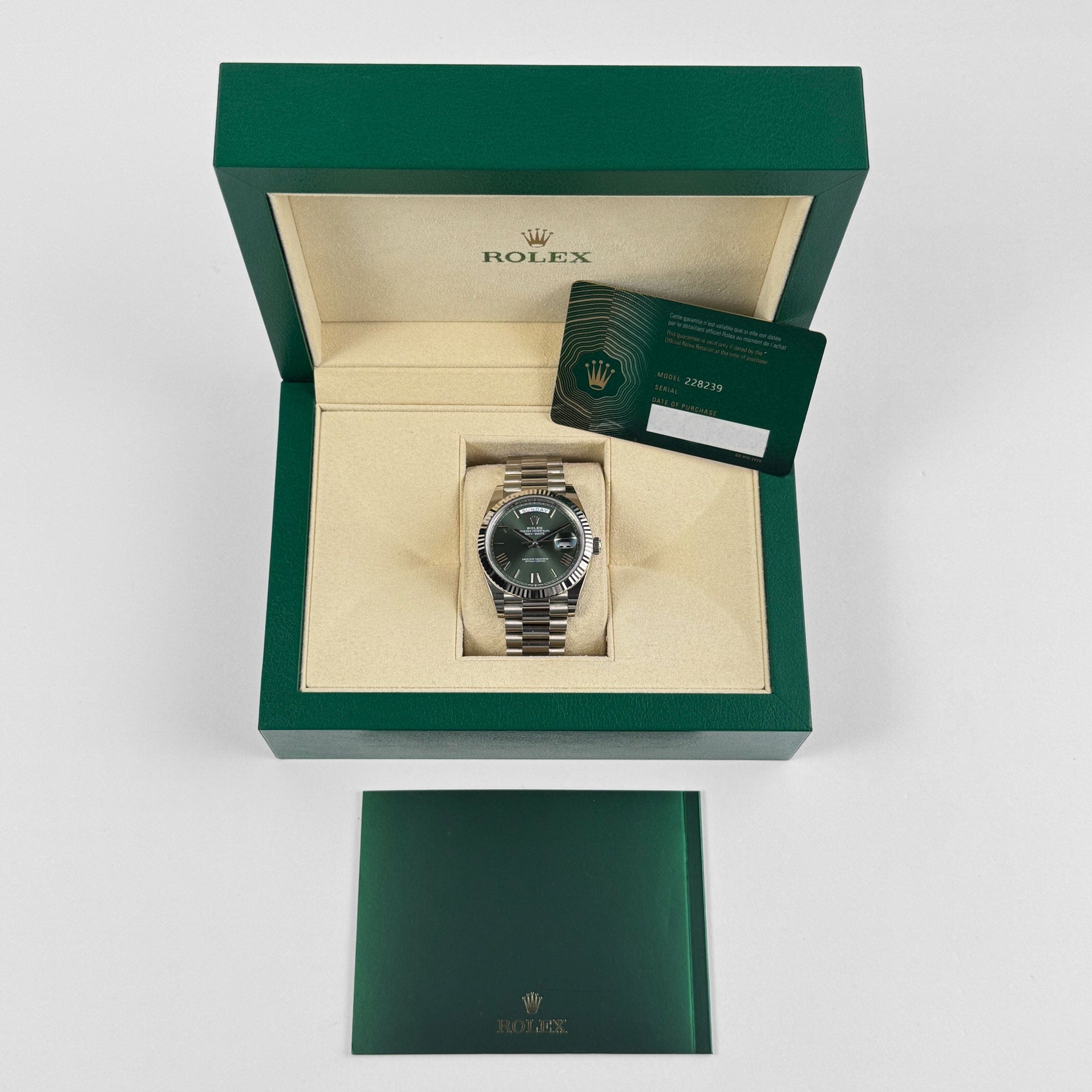 Rolex Day-Date 40 228239 White Gold Olive Dial (2022)