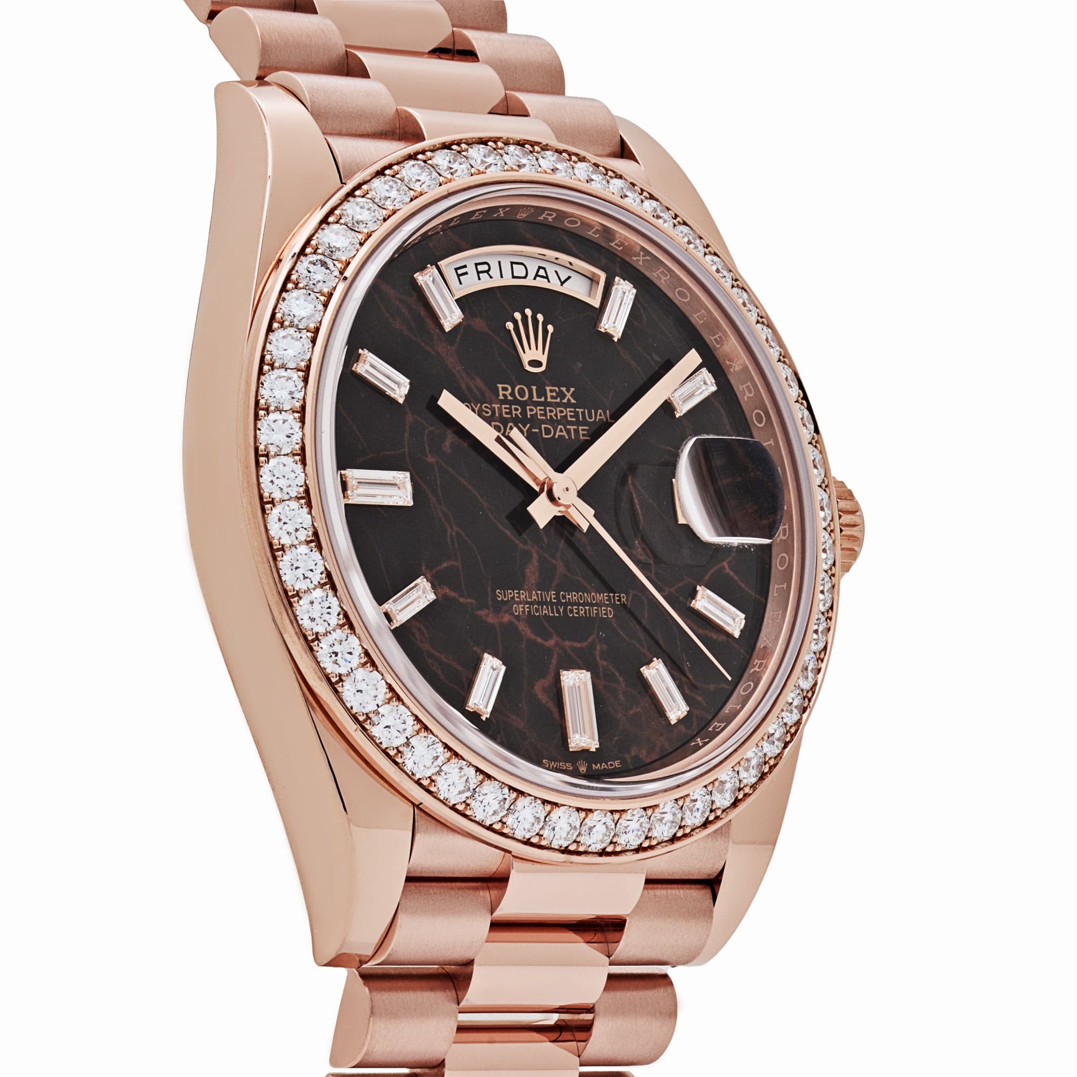 Rolex Day-Date 40 228345RBR Rose Gold Eisenkiesel Diamond Dial Diamond Bezel (2025)