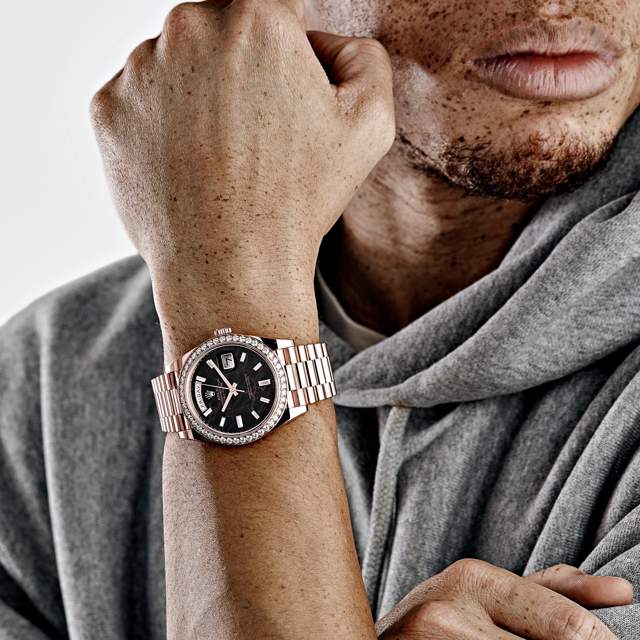 Rolex Day-Date 40 228345RBR Rose Gold Eisenkiesel Diamond Dial Diamond Bezel (2025)
