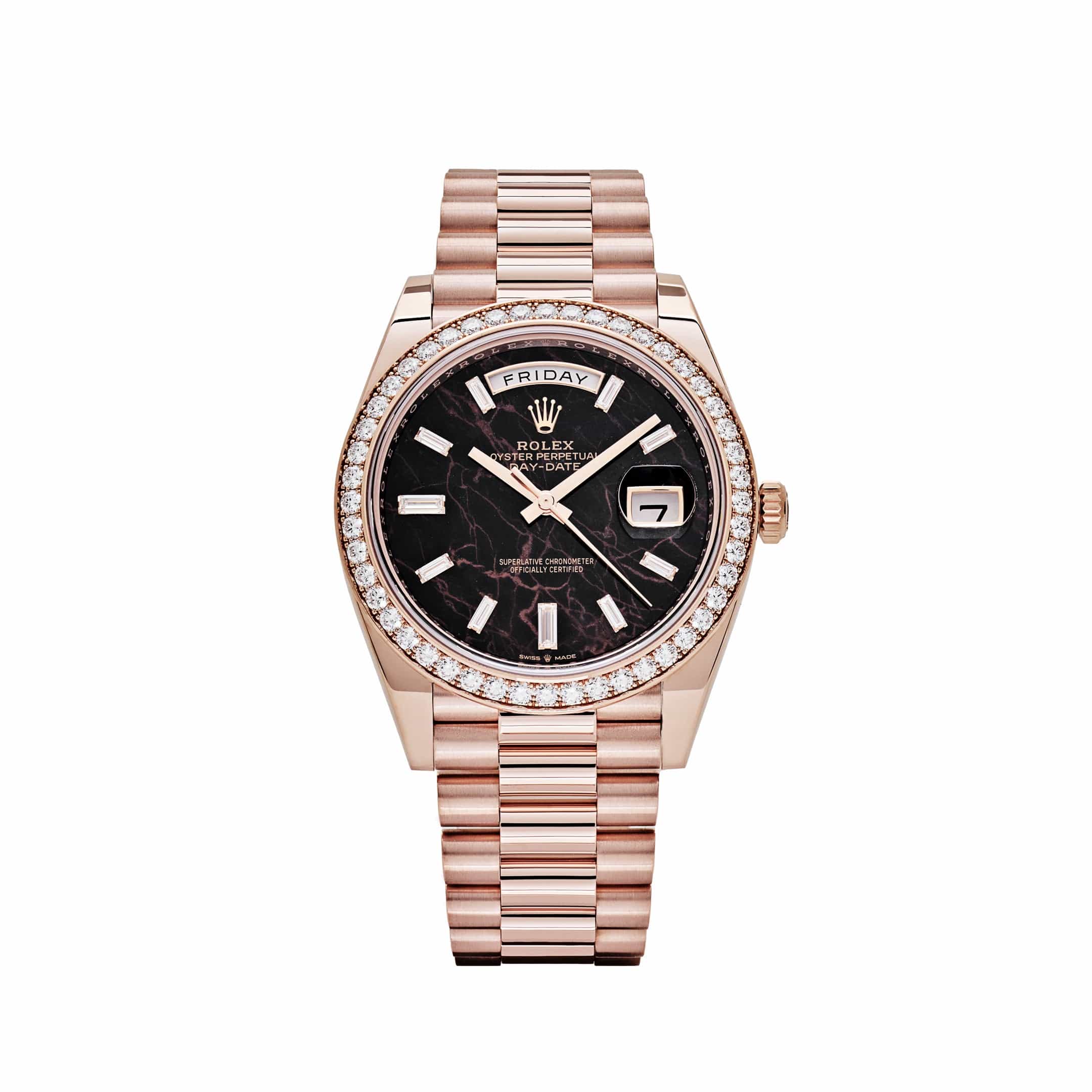 Rolex Day-Date 40 228345RBR Rose Gold Eisenkiesel Diamond Dial Diamond Bezel (2025)