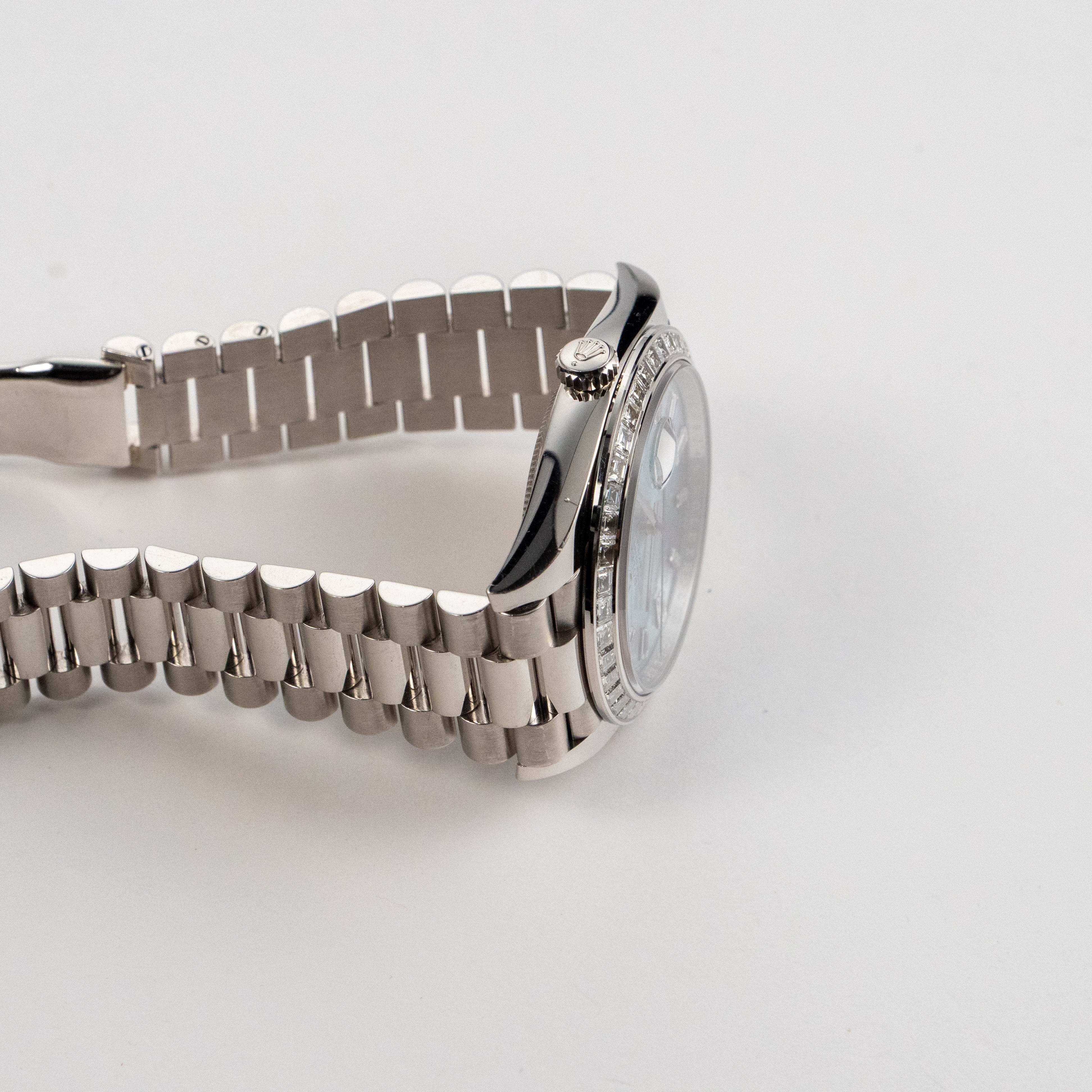 Rolex Day-Date 40 228396TBR Platinum Diamond Bezel Ice Blue Diamond Dial (2017)