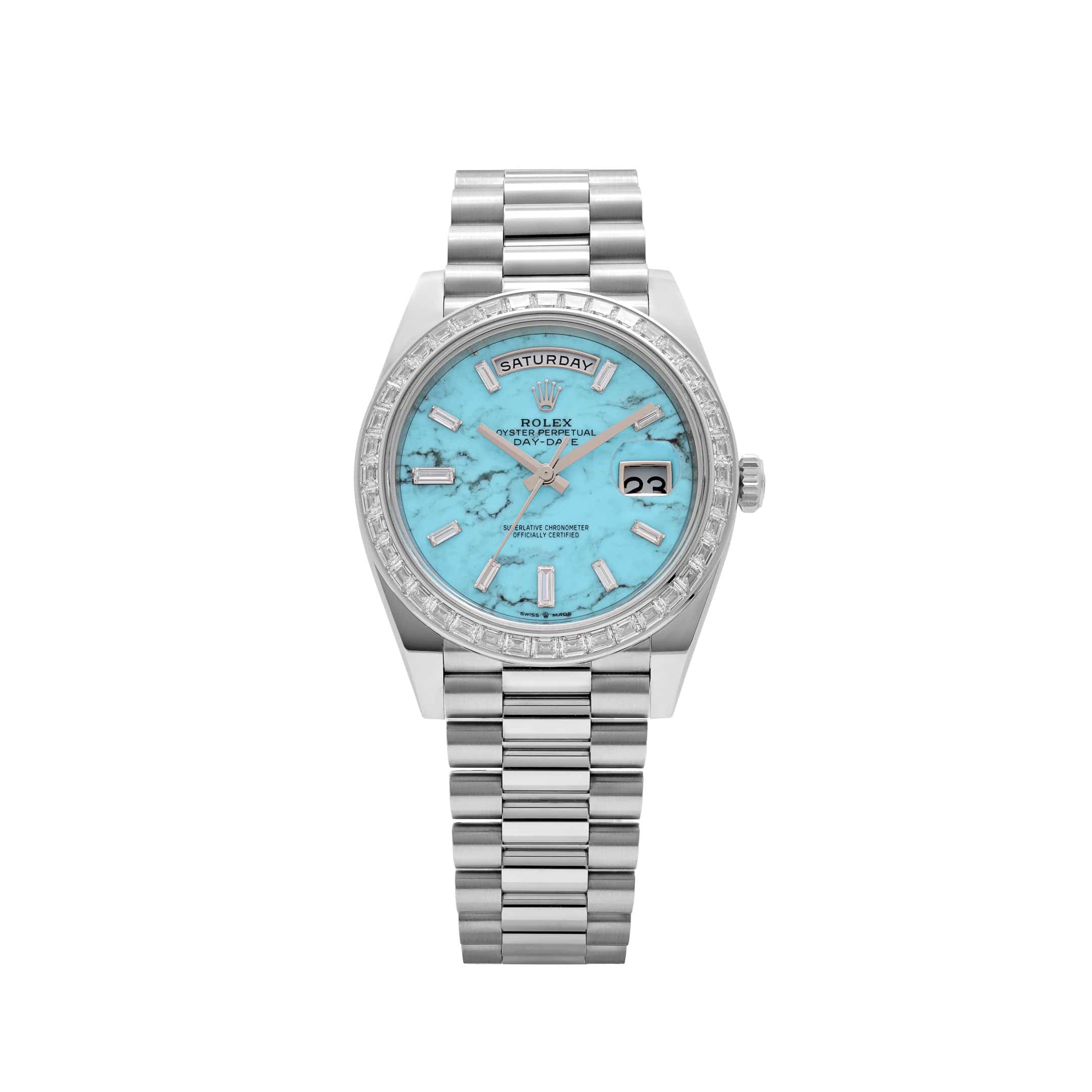 Rolex Day-Date 40 228396TBR Platinum Turquoise Stone Diamond Dial