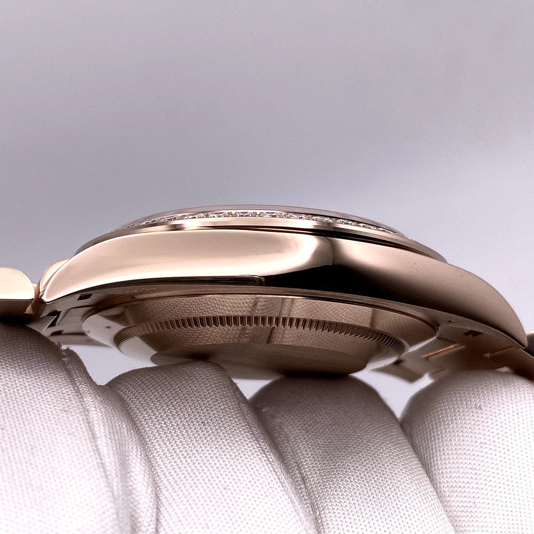 Luxury Watch Rolex Day-Date 40 Rose Gold Diamond Bezel Chocolate Dial 228345RBR Wrist Aficionado