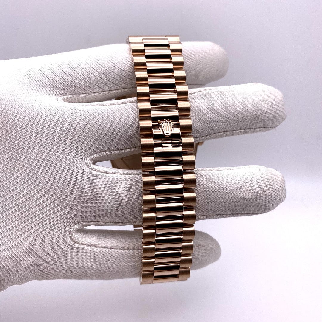 Luxury Watch Rolex Day-Date 40 Rose Gold Diamond Bezel Chocolate Dial 228345RBR Wrist Aficionado