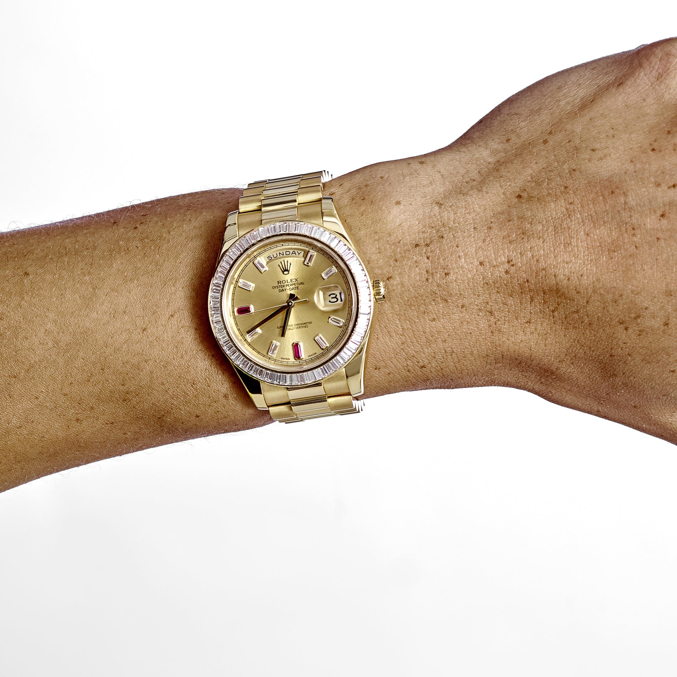 Rolex Day-Date II 218398 Yellow Gold Champagne Dial Diamond Bezel (2010)