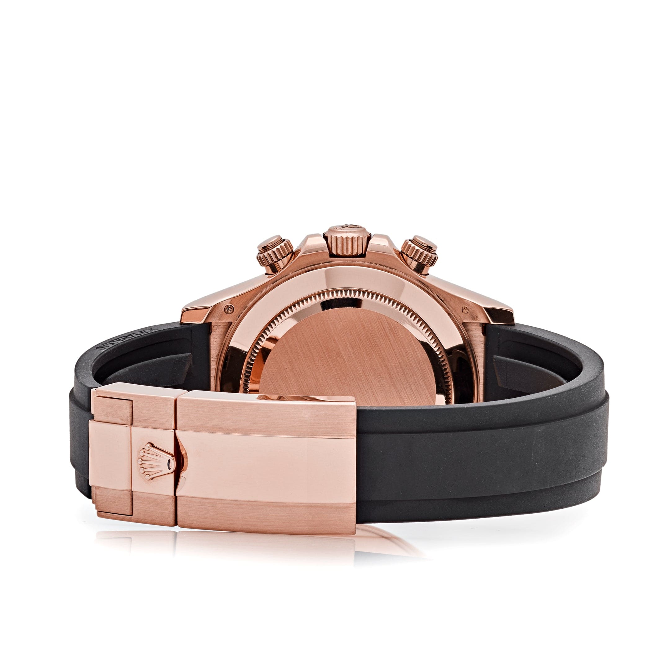 Luxury Watch Rolex Daytona Rose Gold Black & Pink Dial Rubber Strap 116515LN Wrist Aficionado