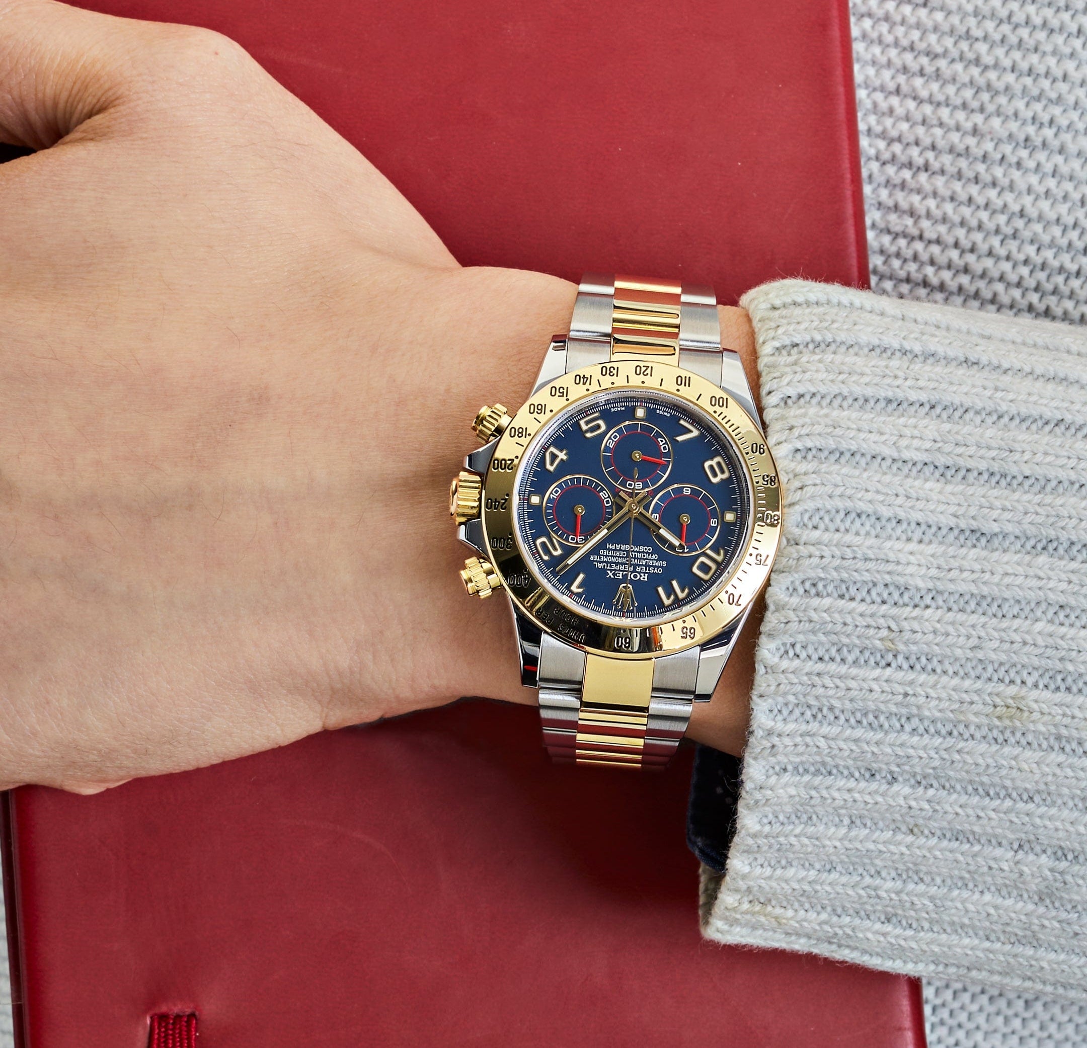 Rolex Daytona Stainless Steel Yellow Gold Blue Dial 116523 Wrist Aficionado