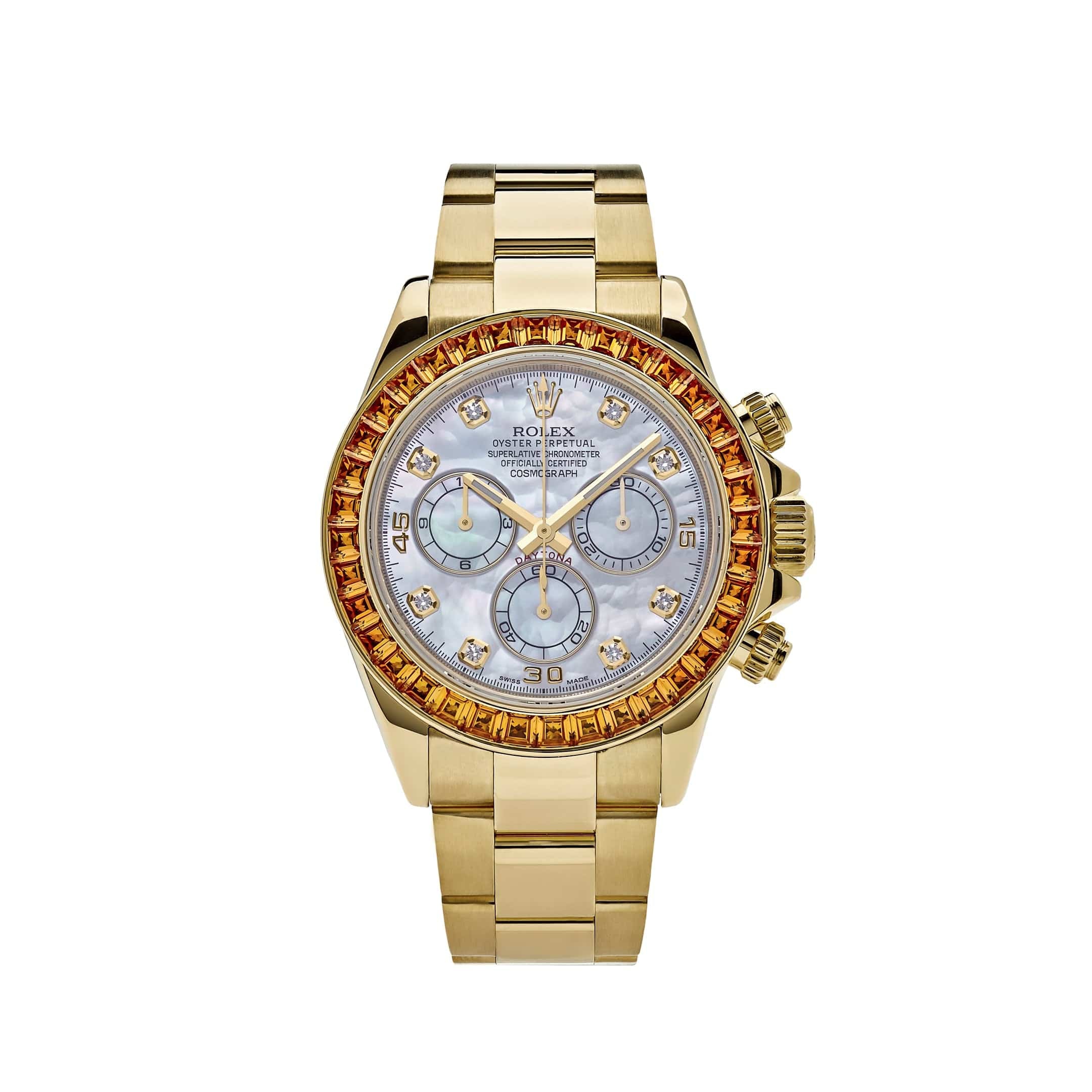 Rolex Daytona 116578SACO Yellow Gold Sapphire Bezel Mother Of Pearl Dial (2019)