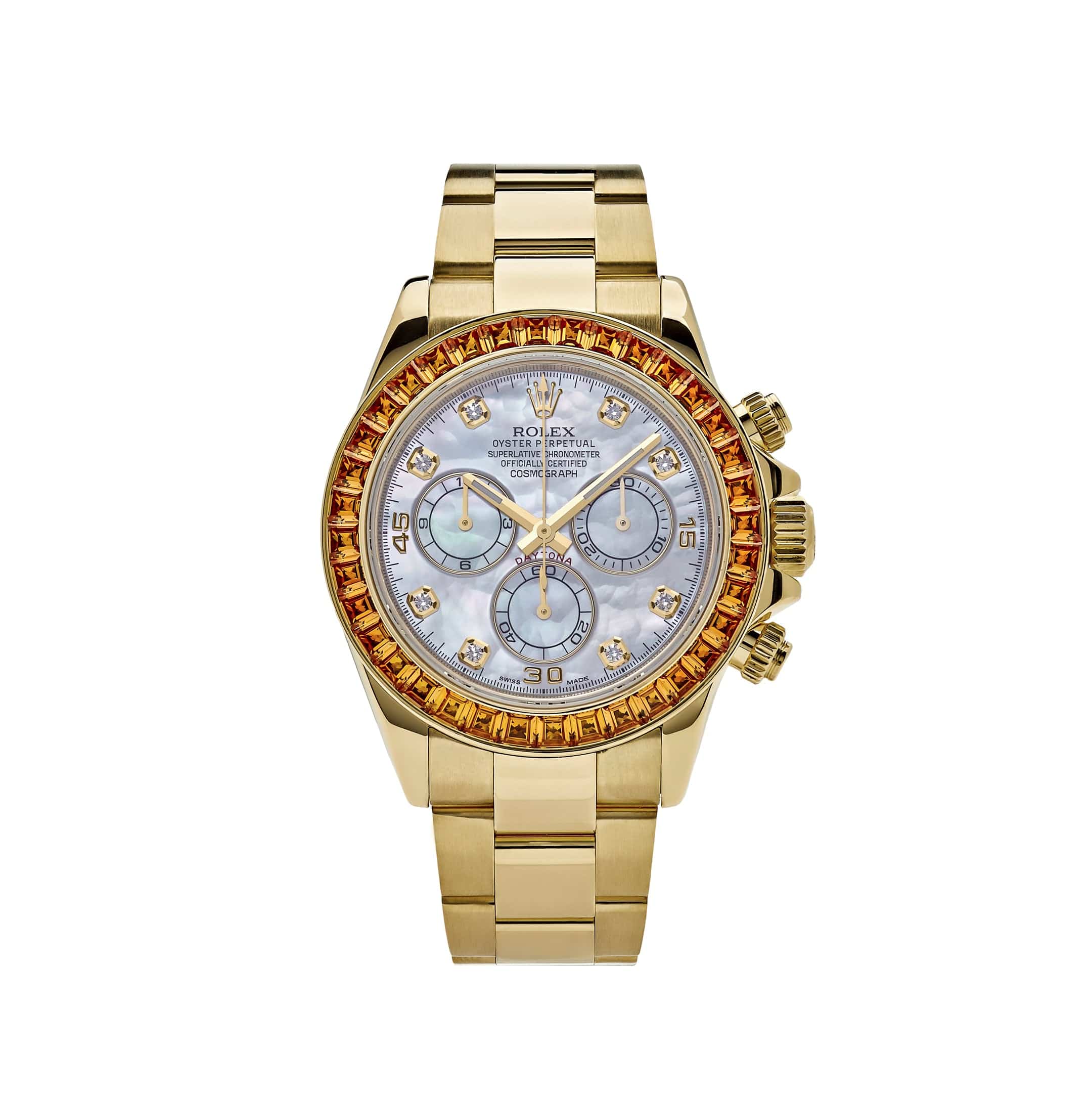 Rolex Daytona 116578SACO Yellow Gold Sapphire Bezel Mother Of Pearl Dial (2019)