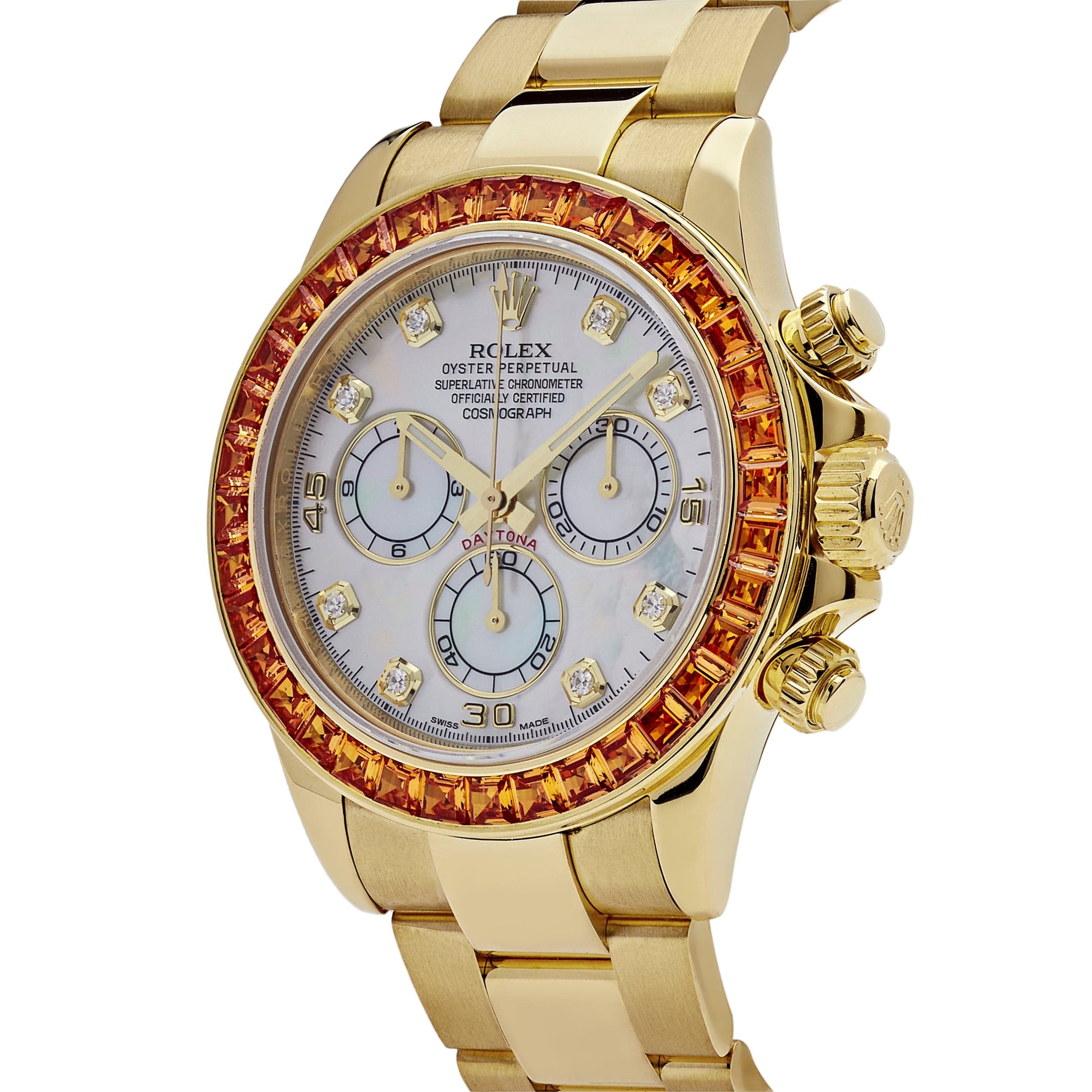 Rolex Daytona 116578SACO Yellow Gold Sapphire Bezel Mother Of Pearl Dial (2019)