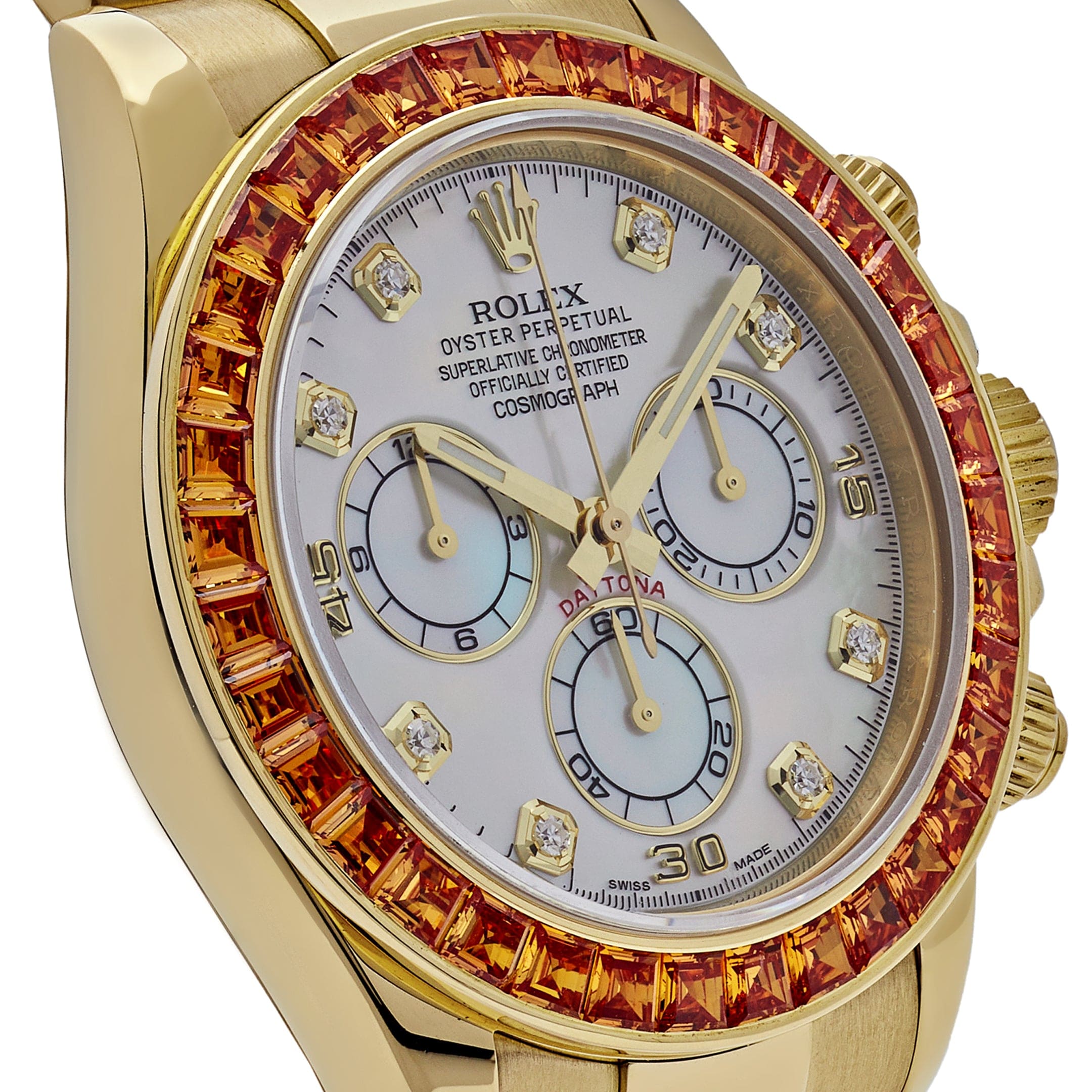 Rolex Daytona 116578SACO Yellow Gold Sapphire Bezel Mother Of Pearl Dial (2019)