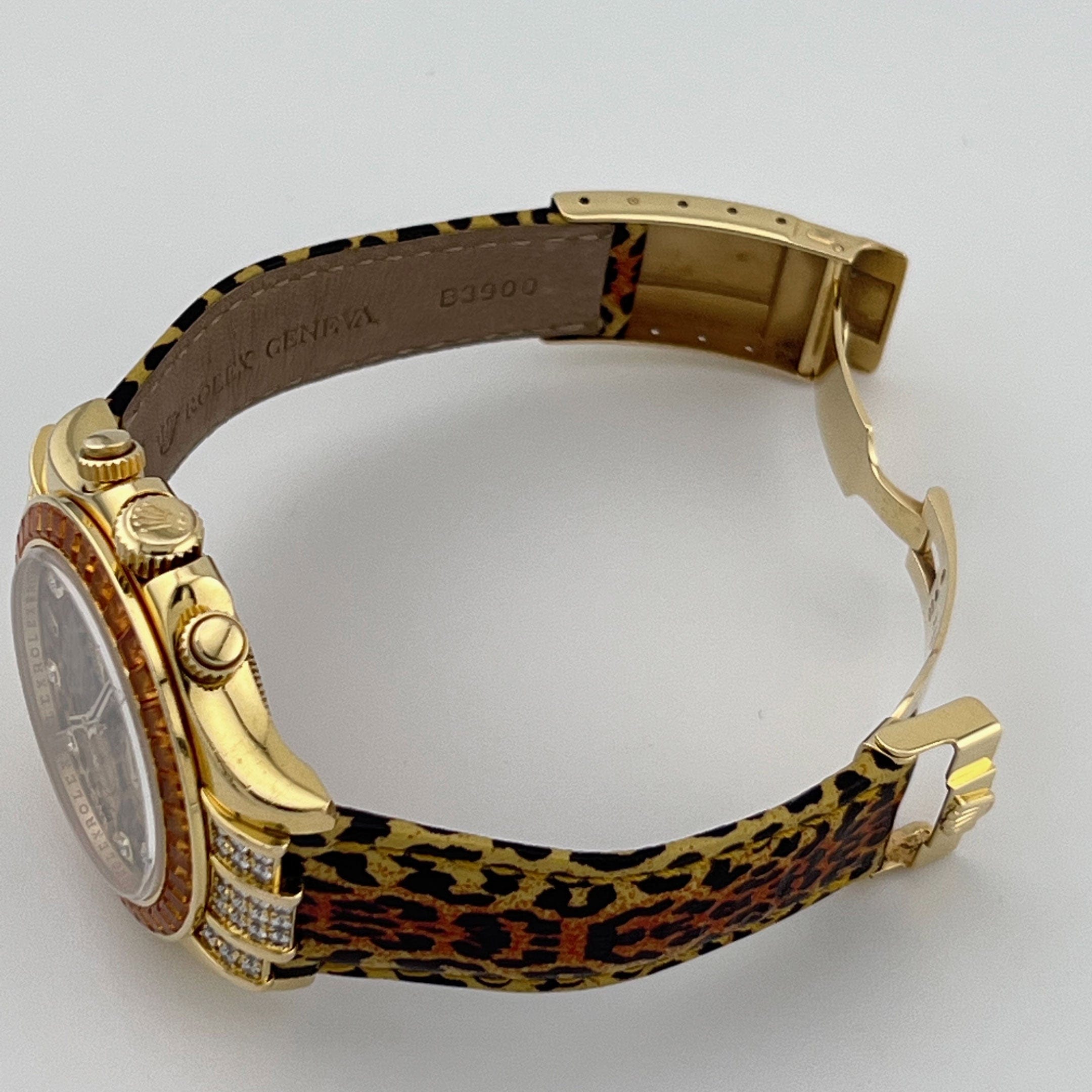 Rolex Daytona 116598SACO Yellow Gold 'Leopard' Diamond Dial Cognac Sapphire Bezel (2008)