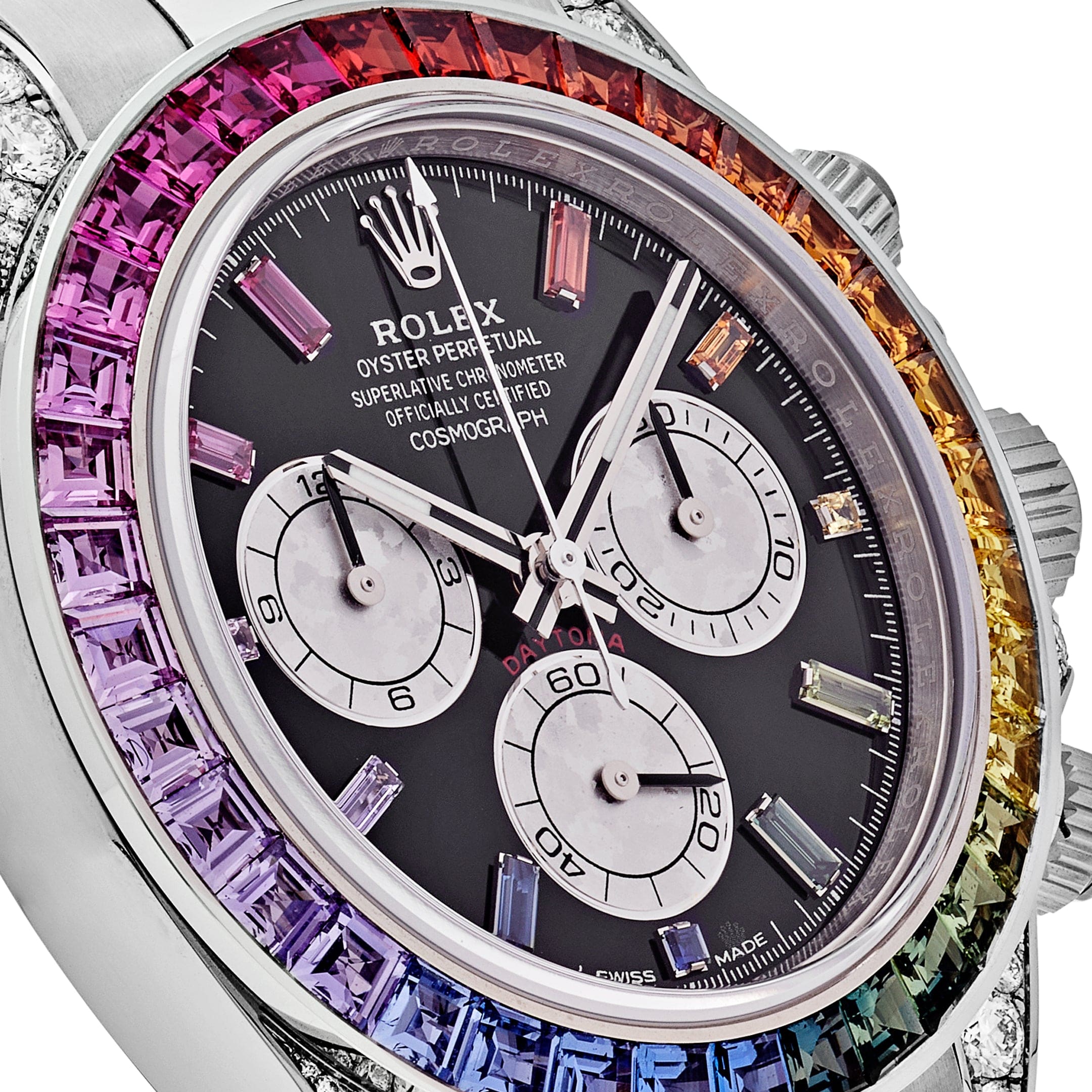 Rolex Daytona White Gold Rainbow Bezel Black Dial 116599RBOW
