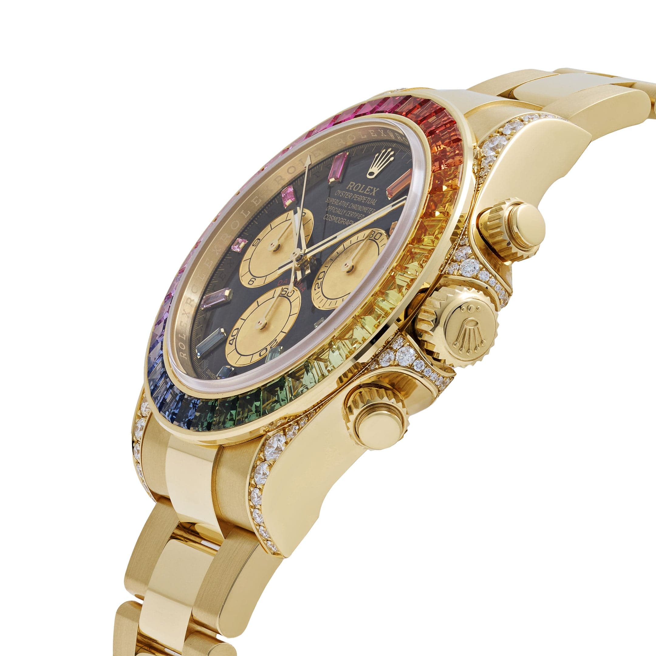 Rolex Daytona 126598RBOW 'Rainbow' Yellow Gold Black Dial Sapphire Bezel