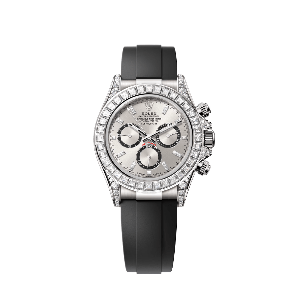 Rolex Daytona Cosmograph 126539TBR Grey Diamond Set Dial White Gold Diamond Bezel and Diamond Lugs on Oyster Flex