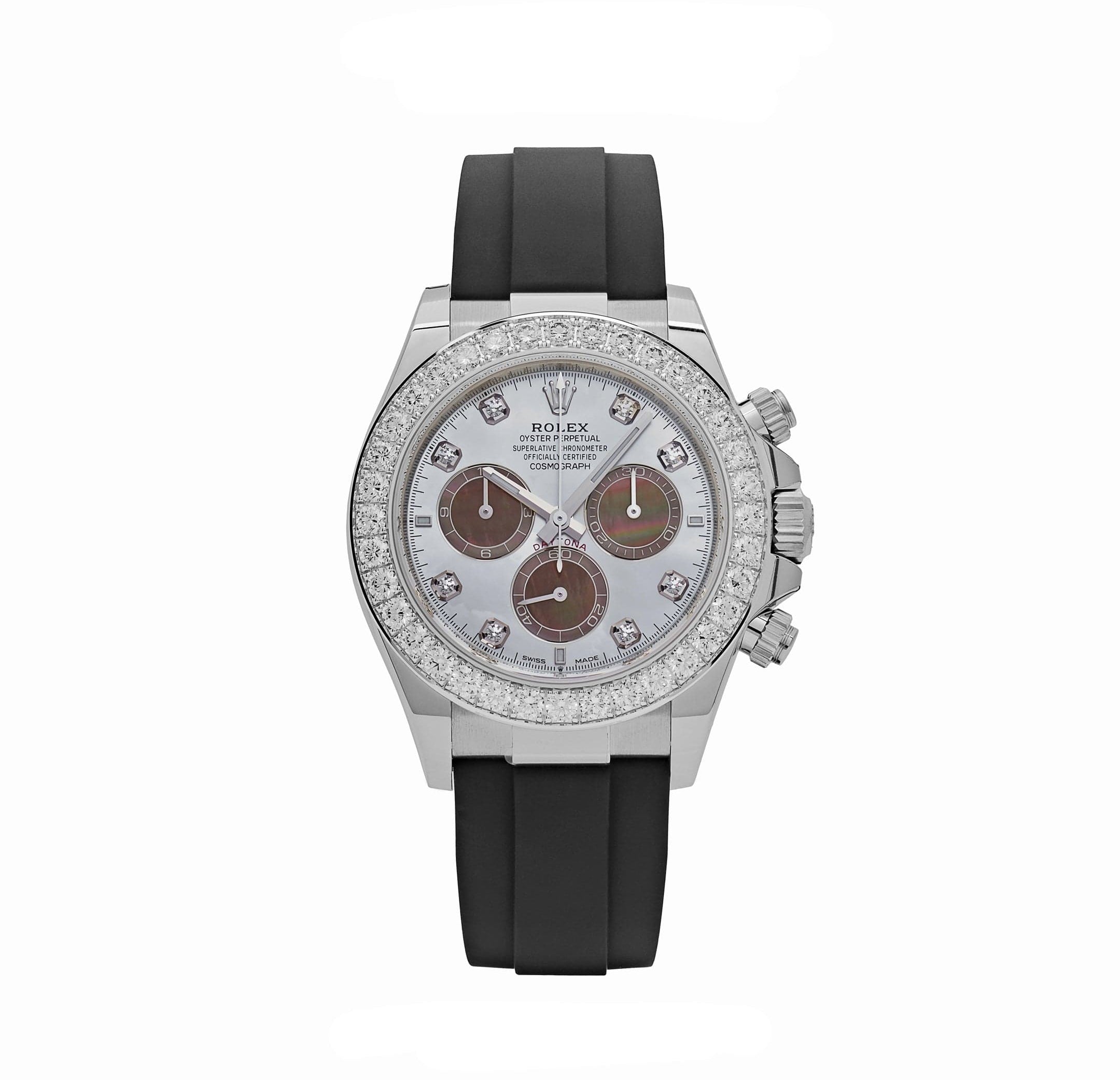 Rolex Daytona Cosmograph 126589RBR White Gold Diamond Mother of Pearl Dial Diamond Bezel