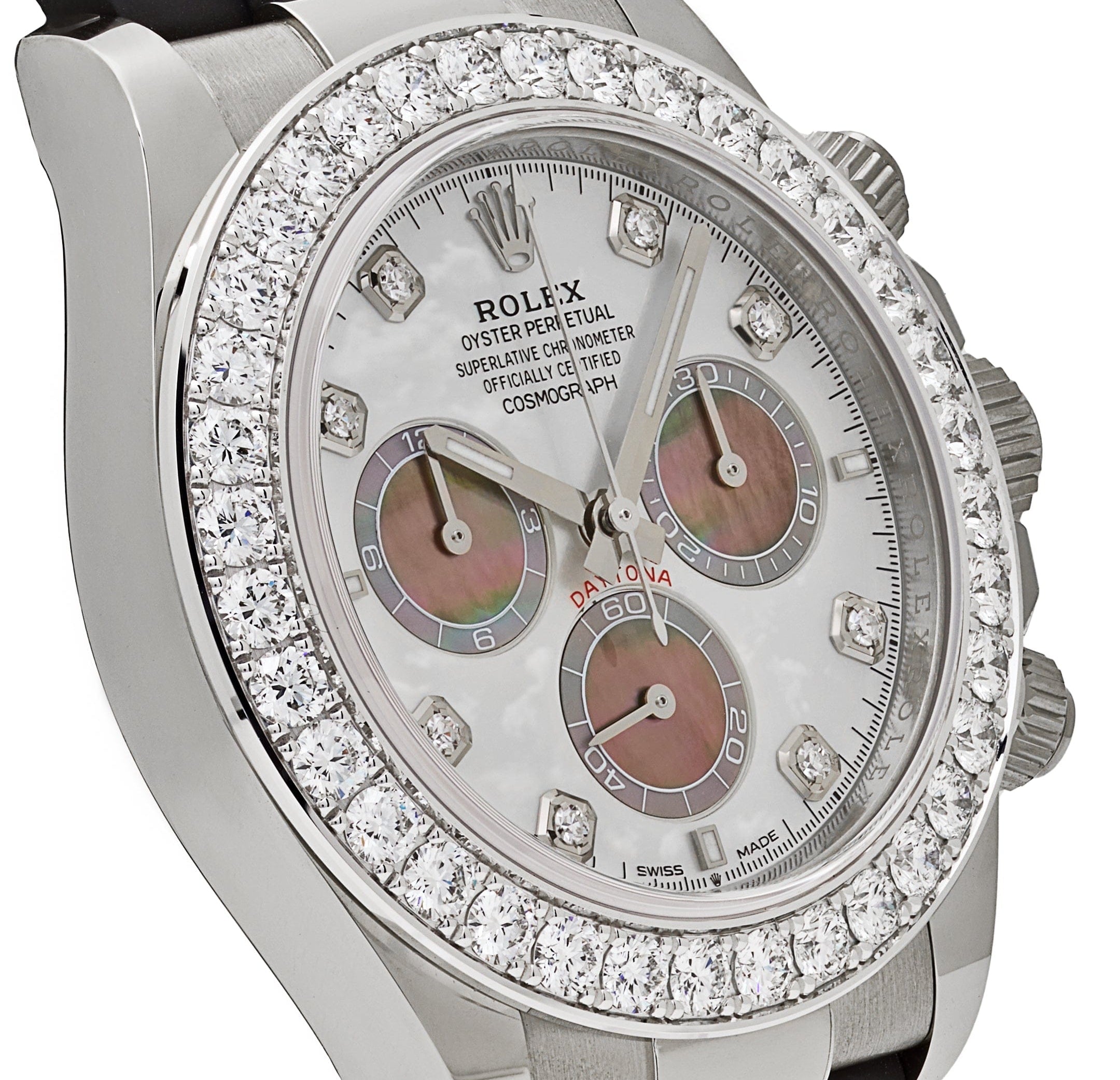 Rolex Daytona Cosmograph 126589RBR White Gold Mother of Pearl Dial Diamond Bezel
