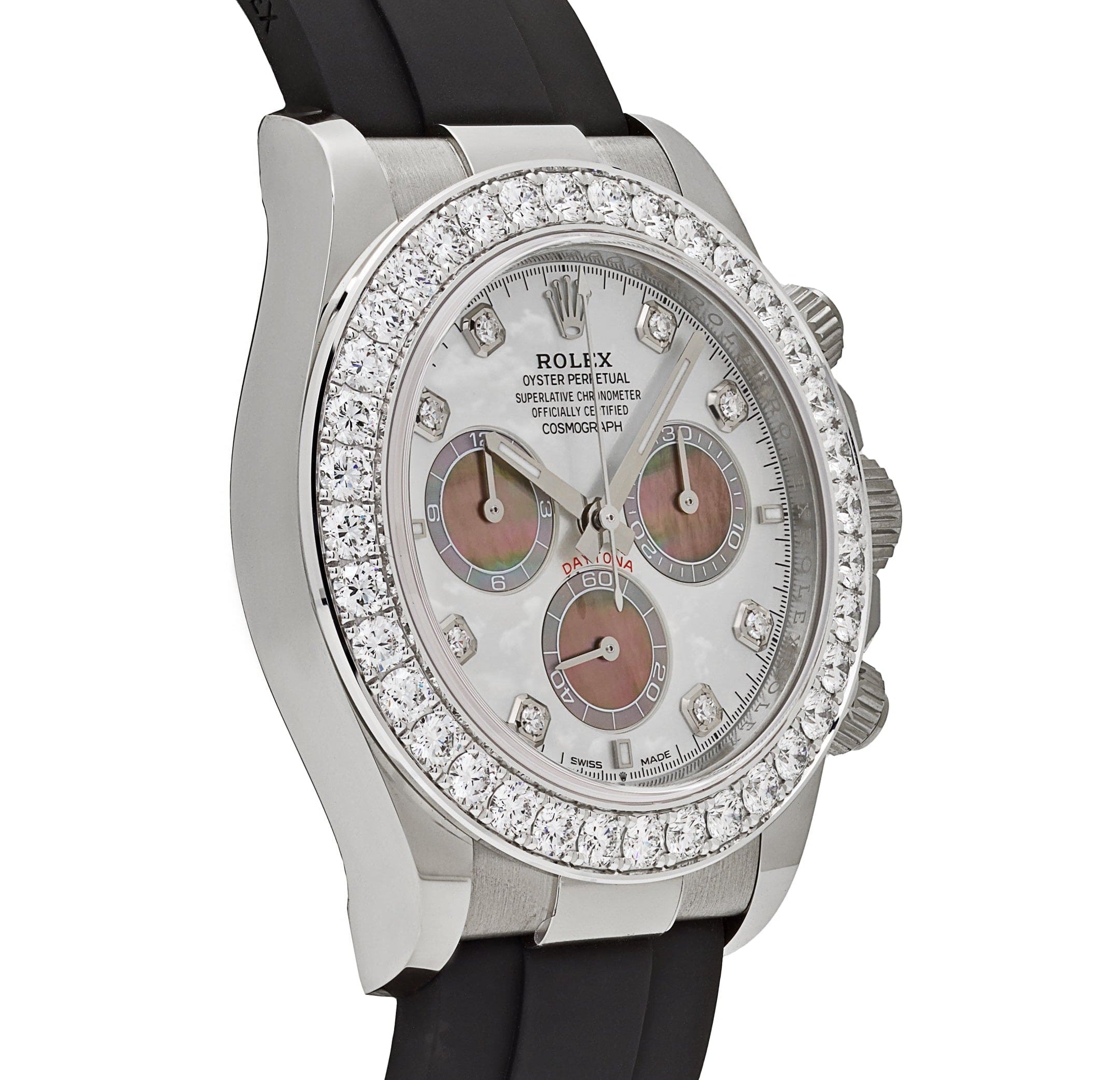 Rolex Daytona Cosmograph 126589RBR White Gold Mother of Pearl Dial Diamond Bezel