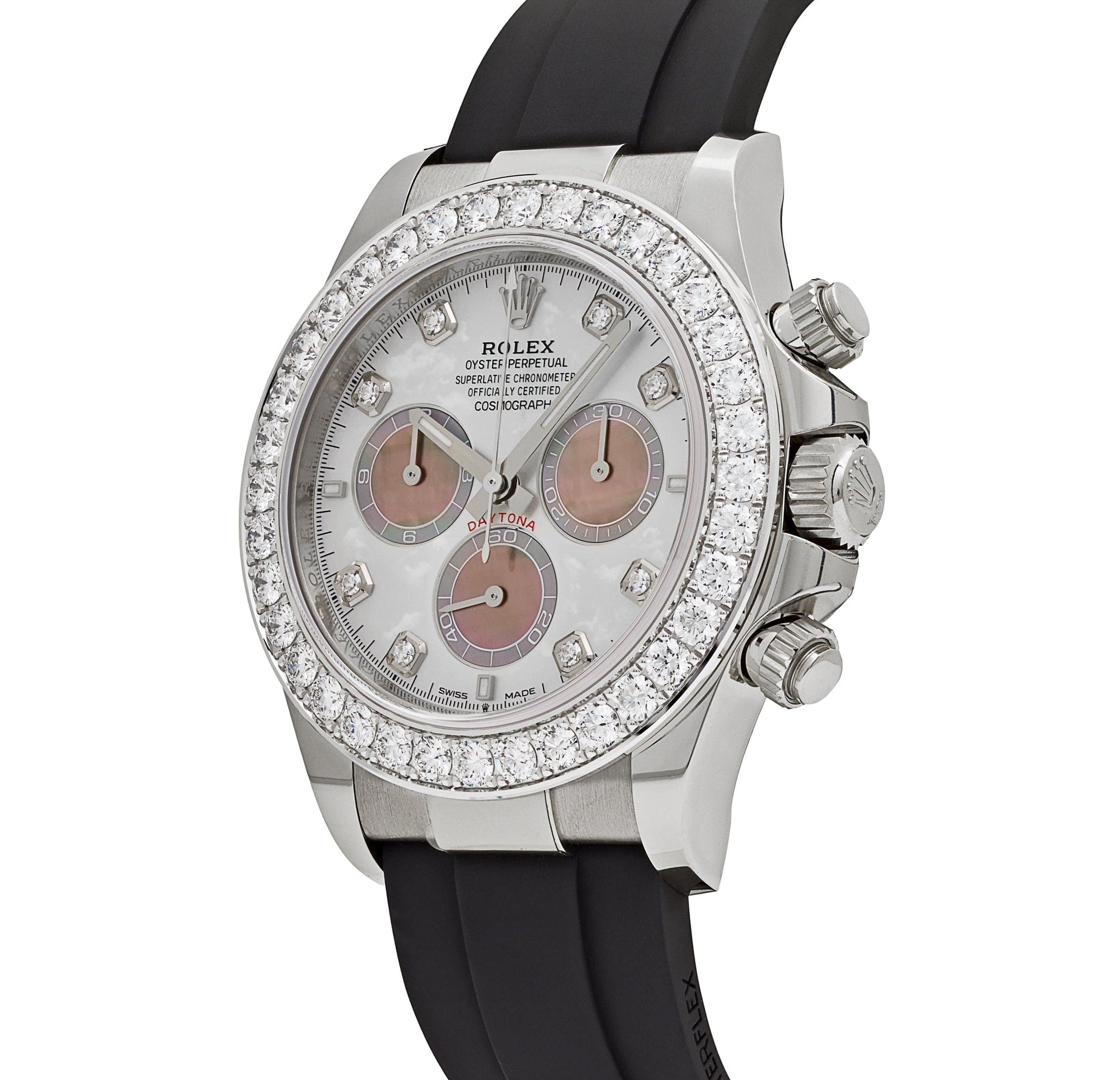 Rolex Daytona Cosmograph 126589RBR White Gold Mother of Pearl Dial Diamond Bezel