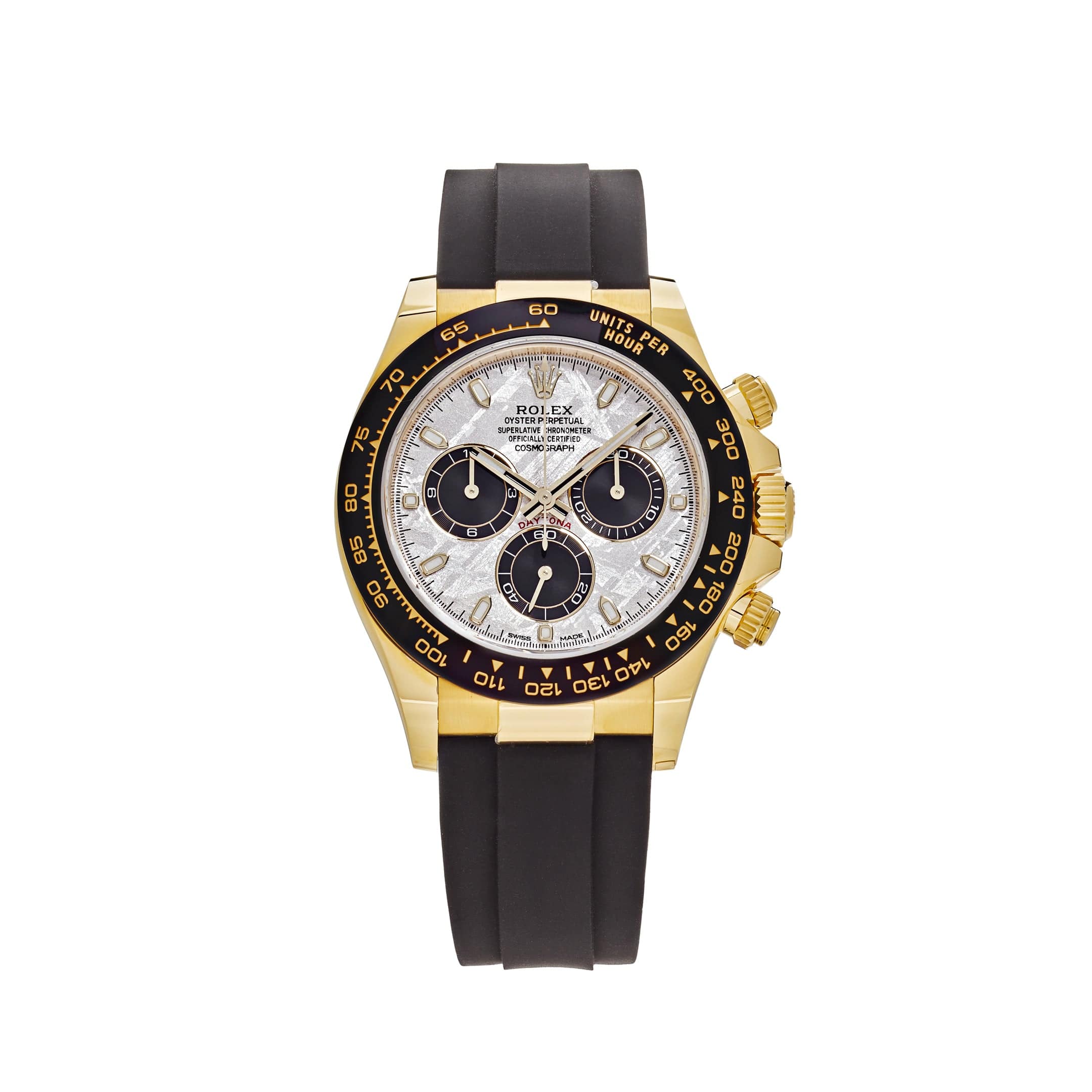 Luxury Watch Rolex Daytona Yellow Gold Meteorite & Black Dial 116518LN Wrist Aficionado