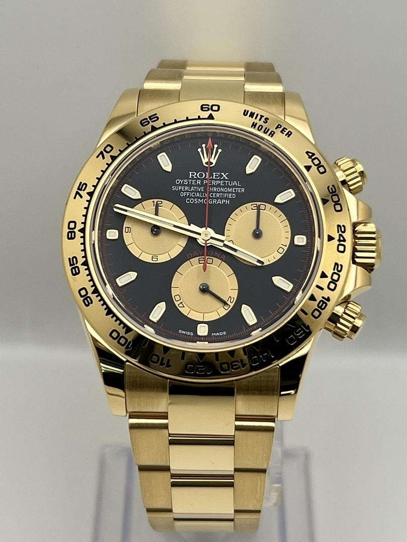 Luxury Watch Rolex Daytona Yellow Gold 'Paul Newman' Black & Gold Dial 116508 Wrist Aficionado