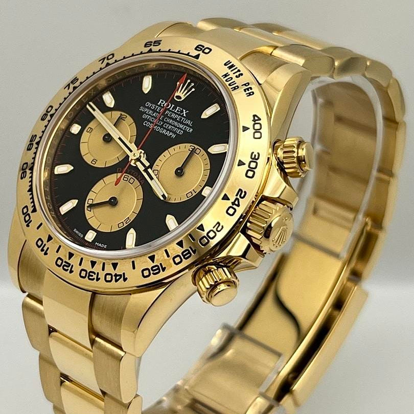 Luxury Watch Rolex Daytona Yellow Gold 'Paul Newman' Black & Gold Dial 116508 Wrist Aficionado