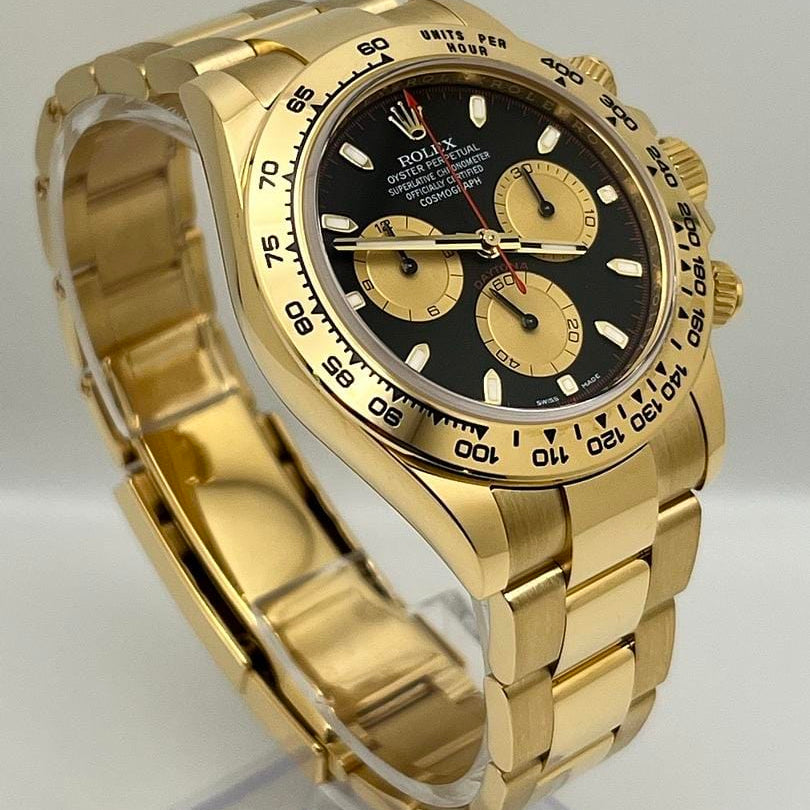 Luxury Watch Rolex Daytona Yellow Gold 'Paul Newman' Black & Gold Dial 116508 Wrist Aficionado