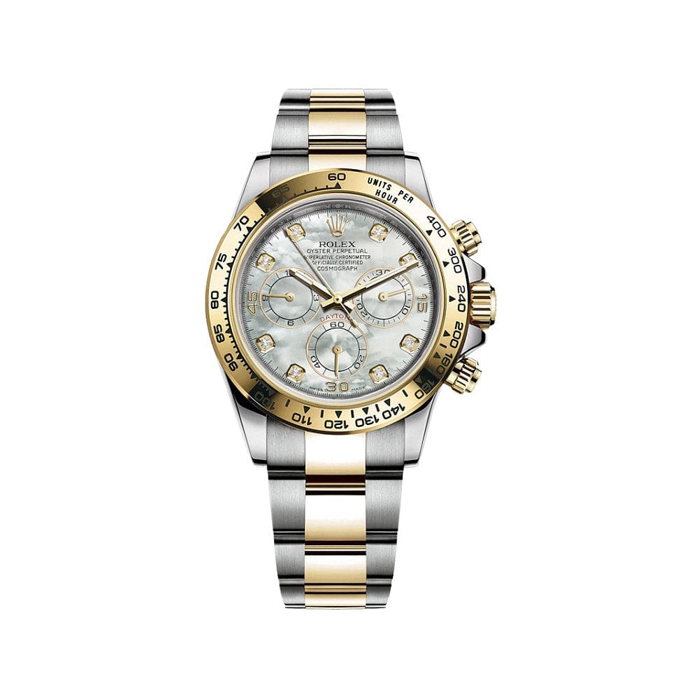 Luxury Watch Rolex Daytona Yellow Gold & Stainless Steel Mother of Pearl Dial 116503 Wrist Aficionado