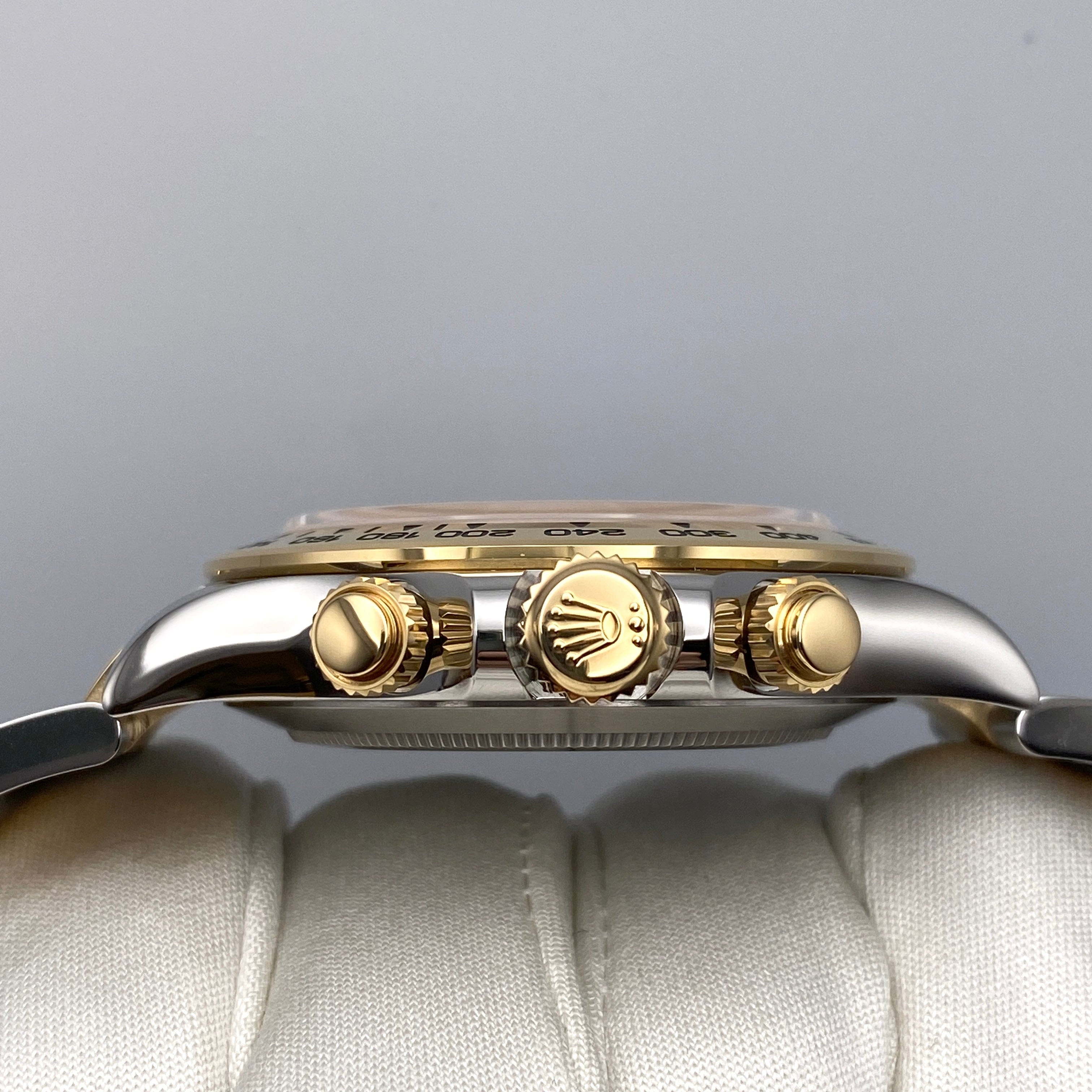 Luxury Watch Rolex Daytona Yellow Gold & Stainless Steel Mother of Pearl Dial 116503 Wrist Aficionado