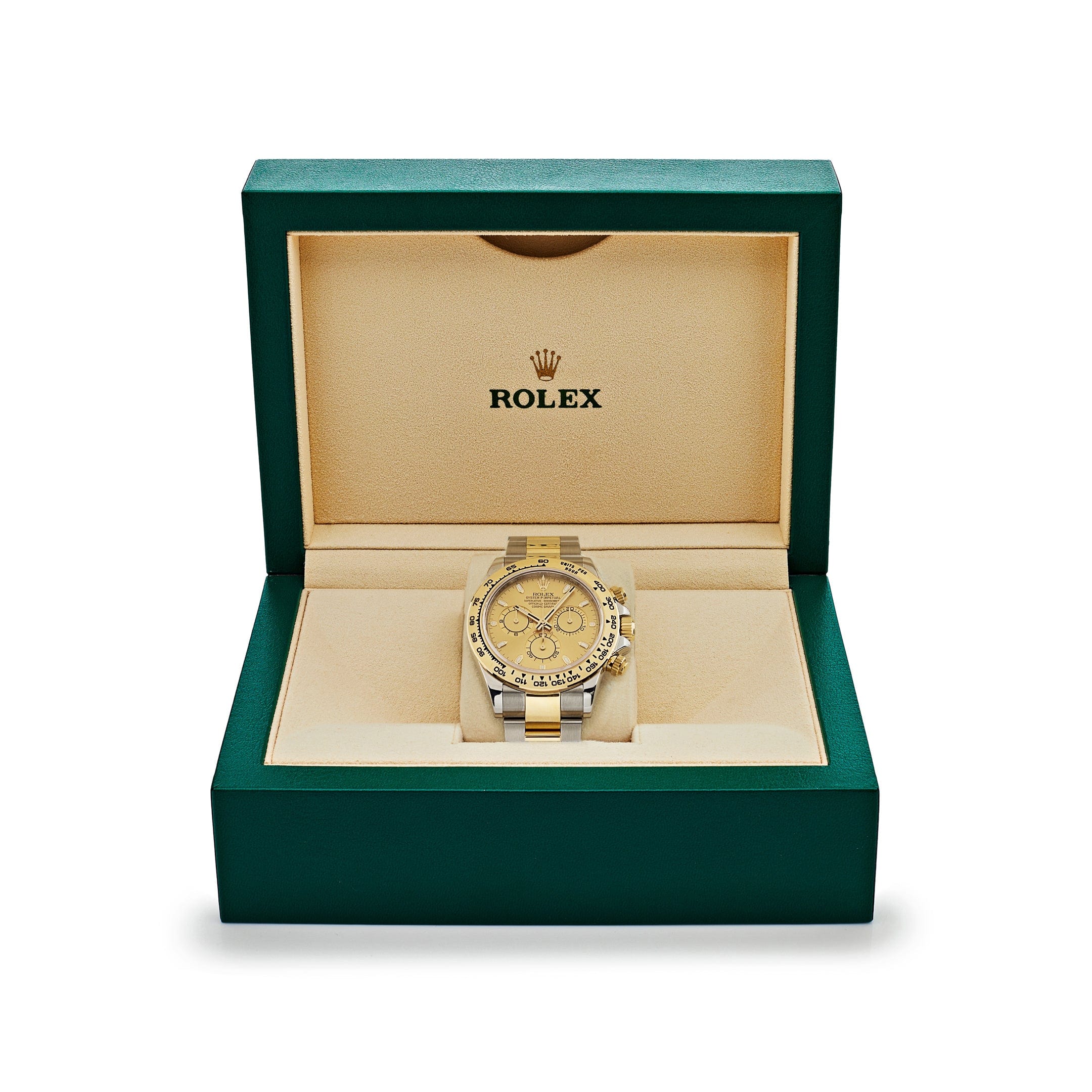 Luxury Watch Rolex Daytona Yellow Gold Steel Champagne Dial 116503 Wrist Aficionado