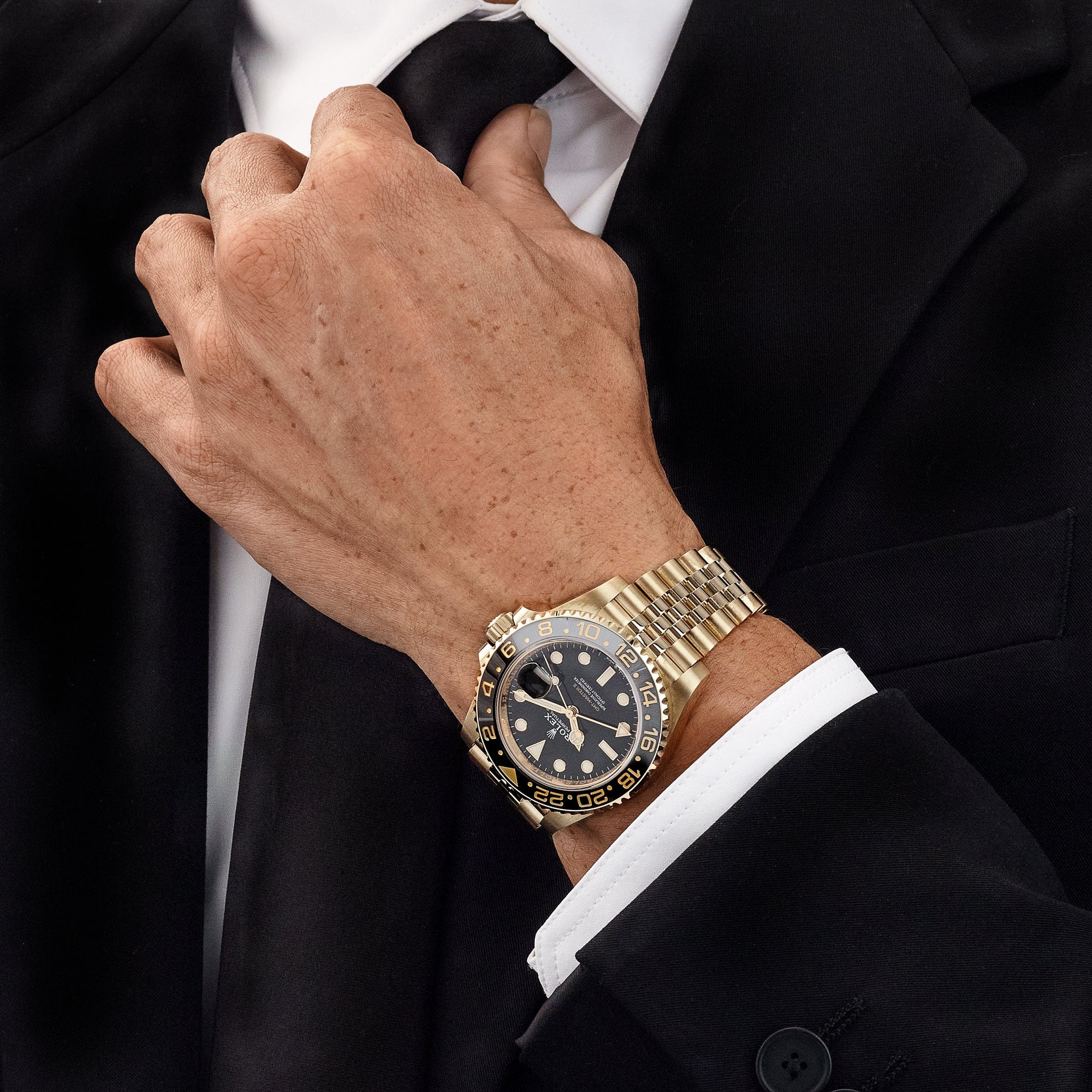 Rolex GMT-Master II 126718GRNR Yellow Gold Black Dial Jubilee (2024)