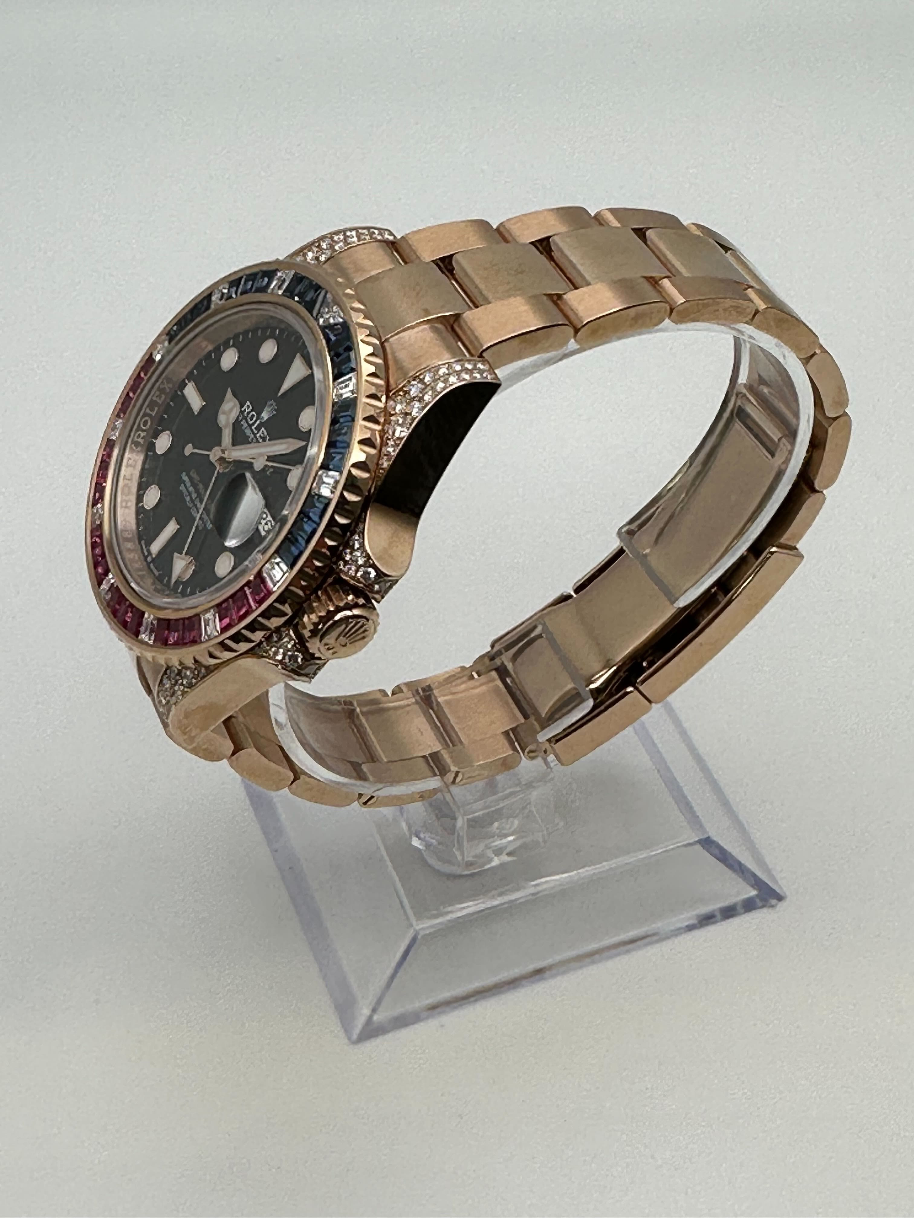 Watches Rolex GMT-Master II 1267555SARU 'SARU' Rose Gold Black Dial Diamond Bezel Wrist Aficionado