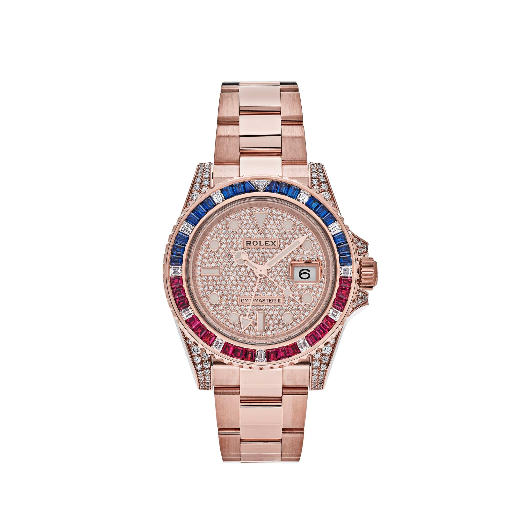 Rolex GMT Master II Rose Gold Sapphire & Rubies 126755SARU wrist aficionado
