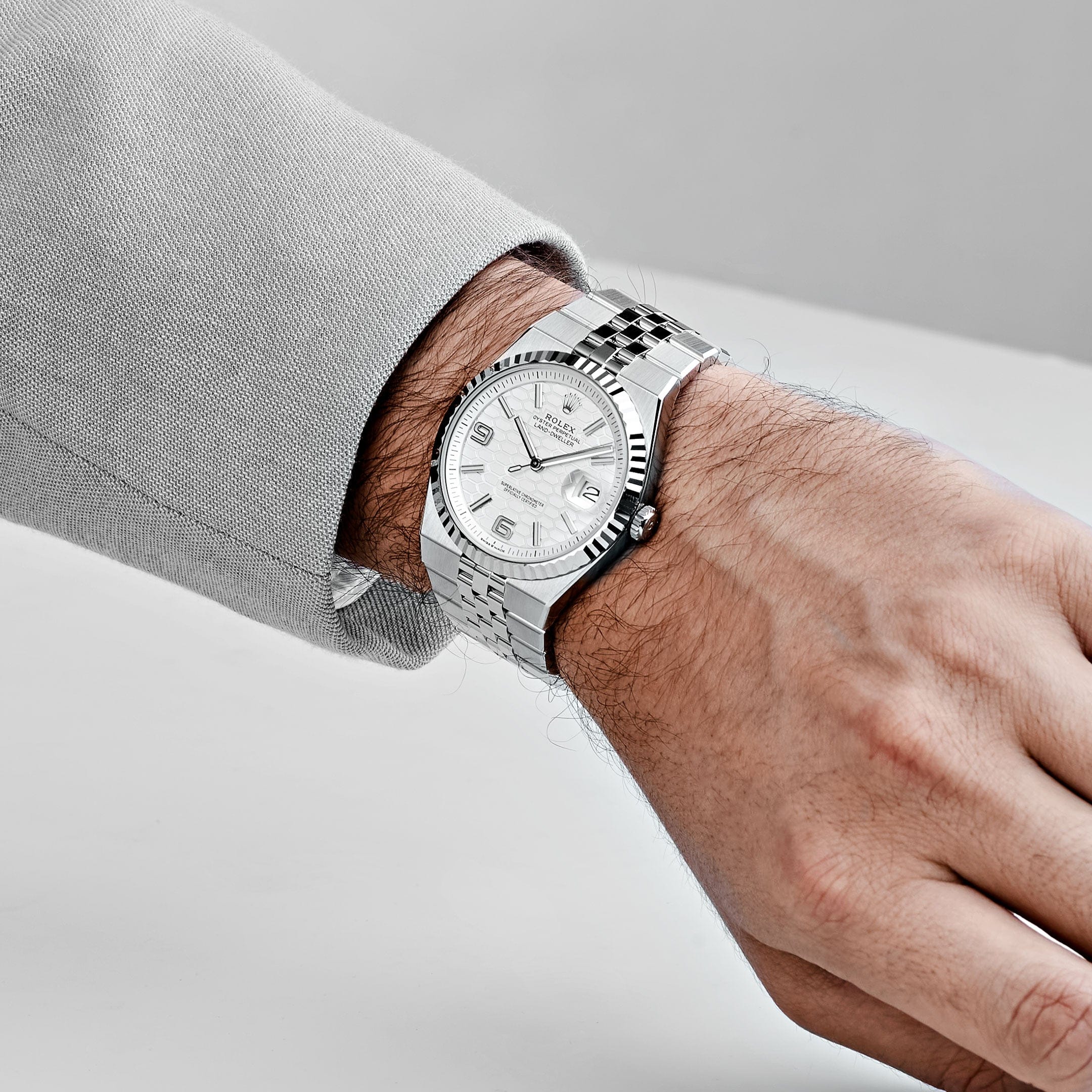 Rolex Land-Dweller 127334 Stainless Steel White Gold Intense White Dial (2025)