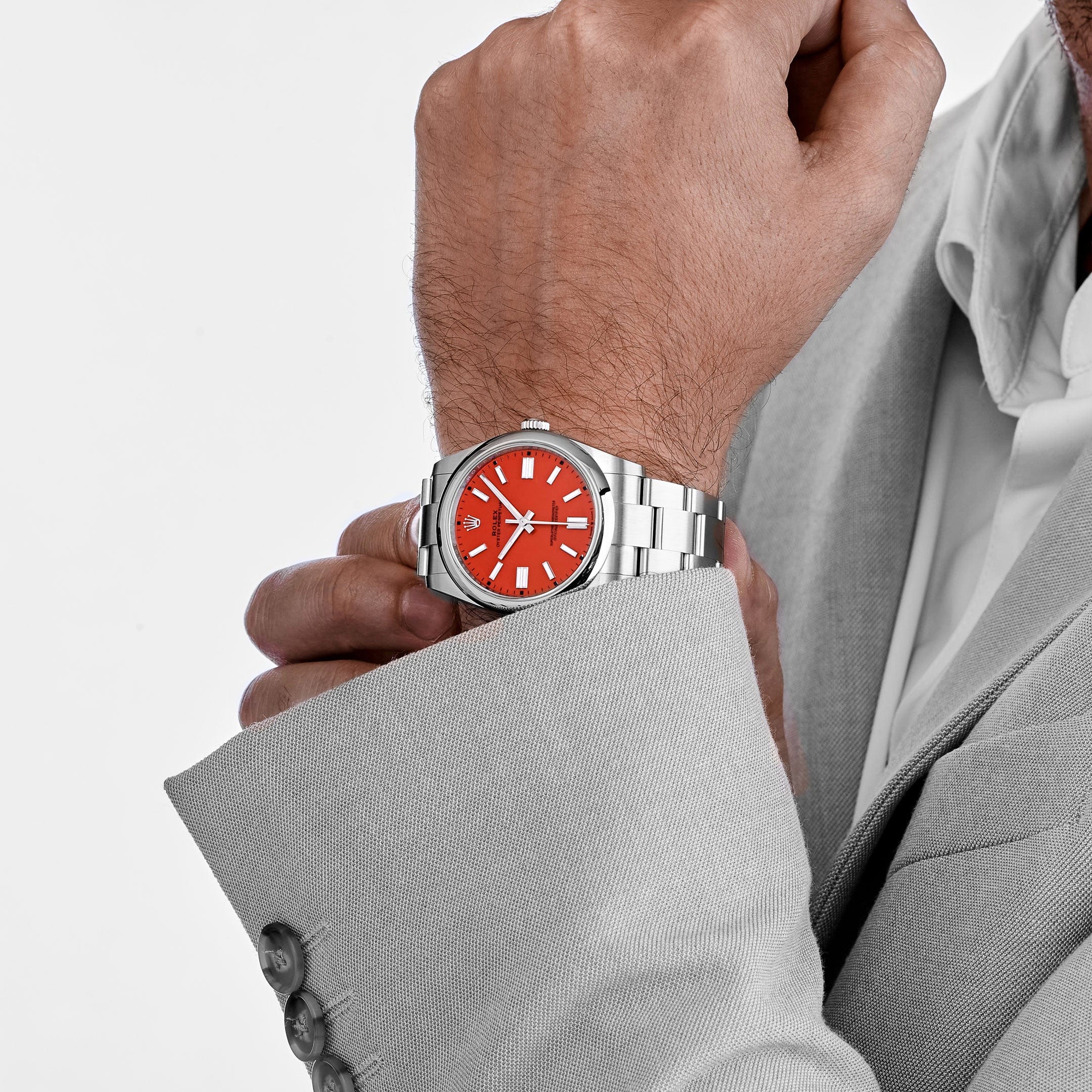 Rolex Oyster Perpetual 41 124300 Stainless Steel Red Dial