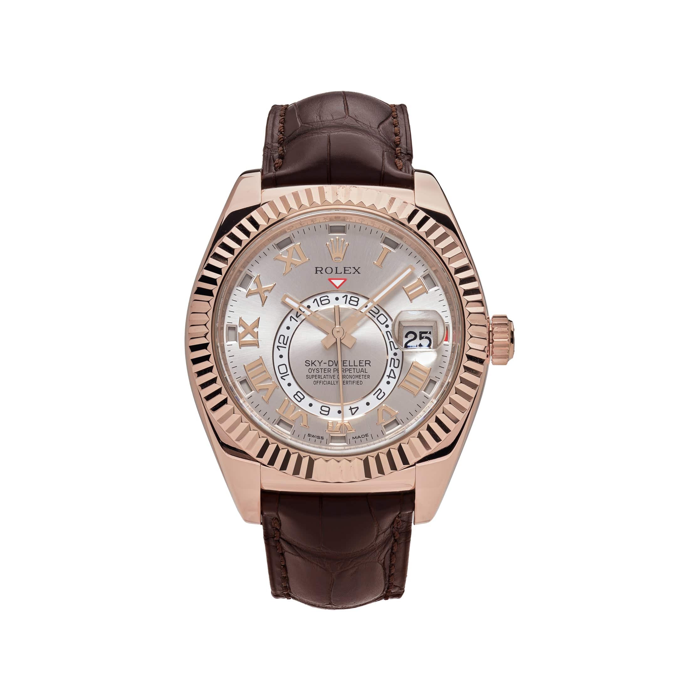 Rolex Sky-Dweller Rose Gold Sundust Dial 326135 Wrist Aficionado