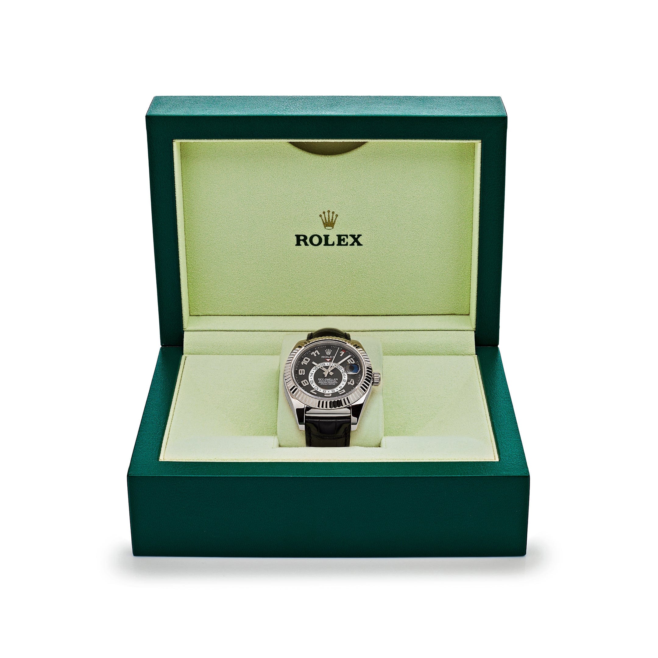 Rolex Sky-Dweller 326139 White Gold Black Dial Leather Strap (2018)