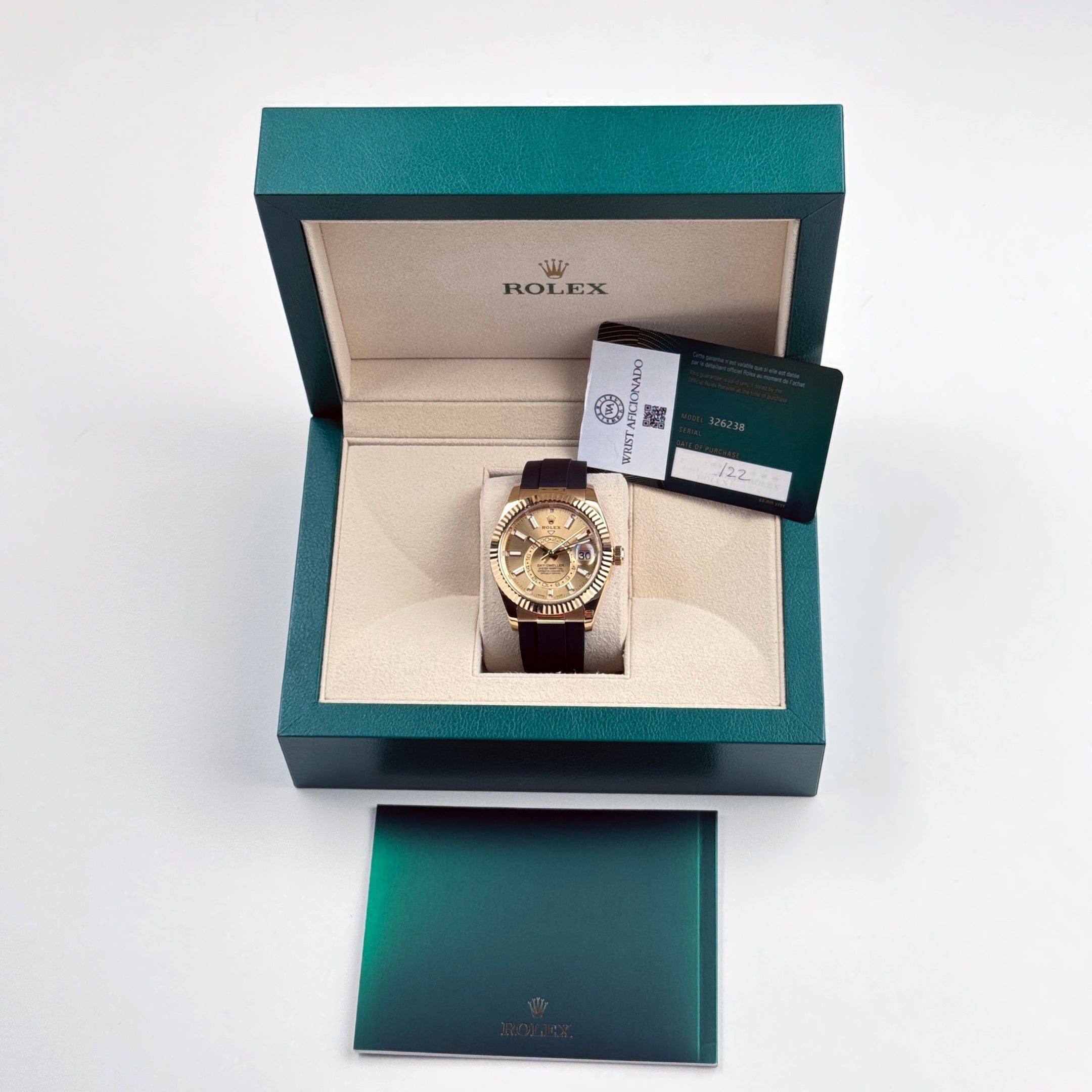 Rolex Sky-Dweller 326238 Yellow Gold Champagne Dial Rubber Strap (2022)