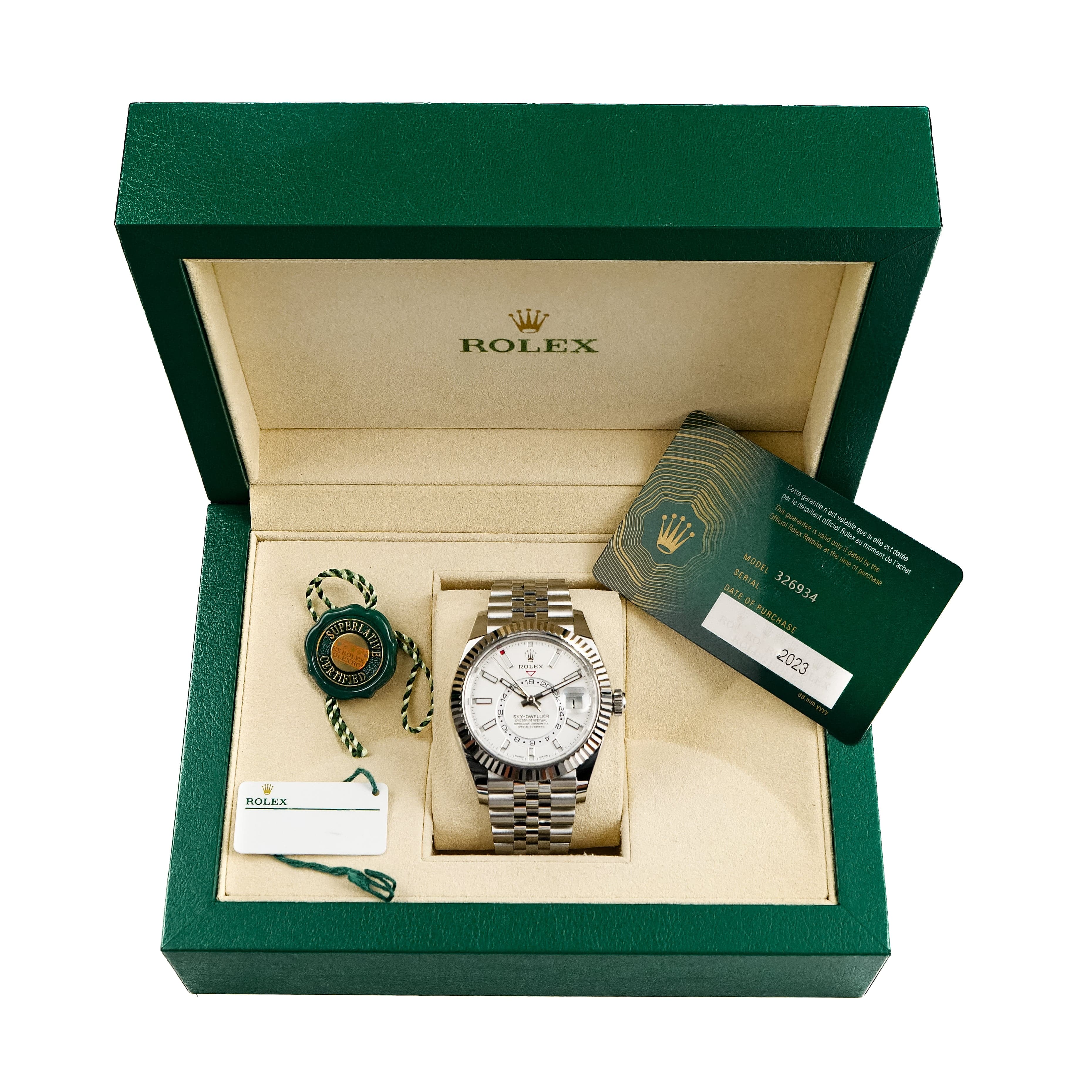 Rolex Sky-Dweller 326934 Stainless Steel White Dial Jubilee (2023)