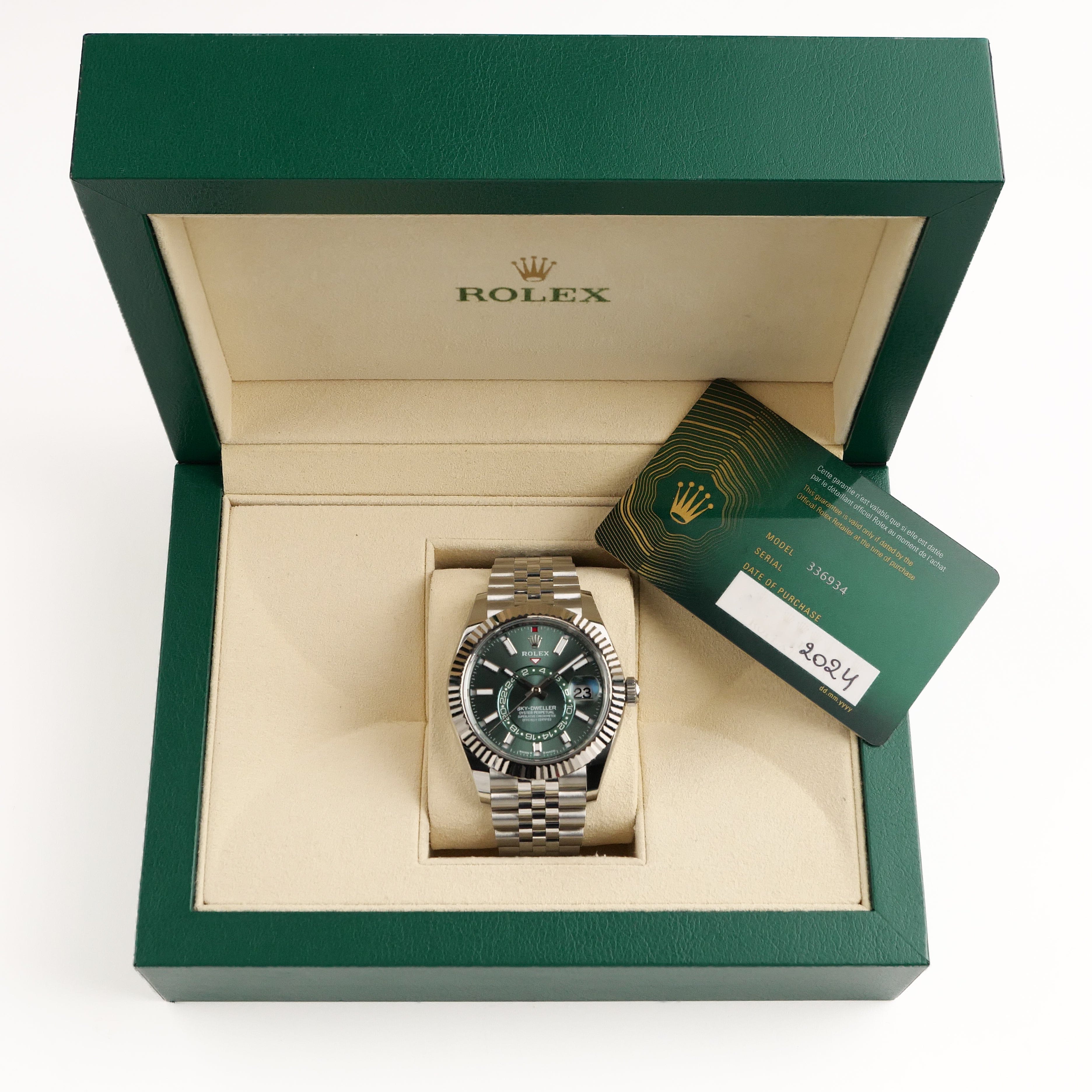 Rolex Sky-Dweller 336934 Stainless Steel Green Dial Jubilee (2024)
