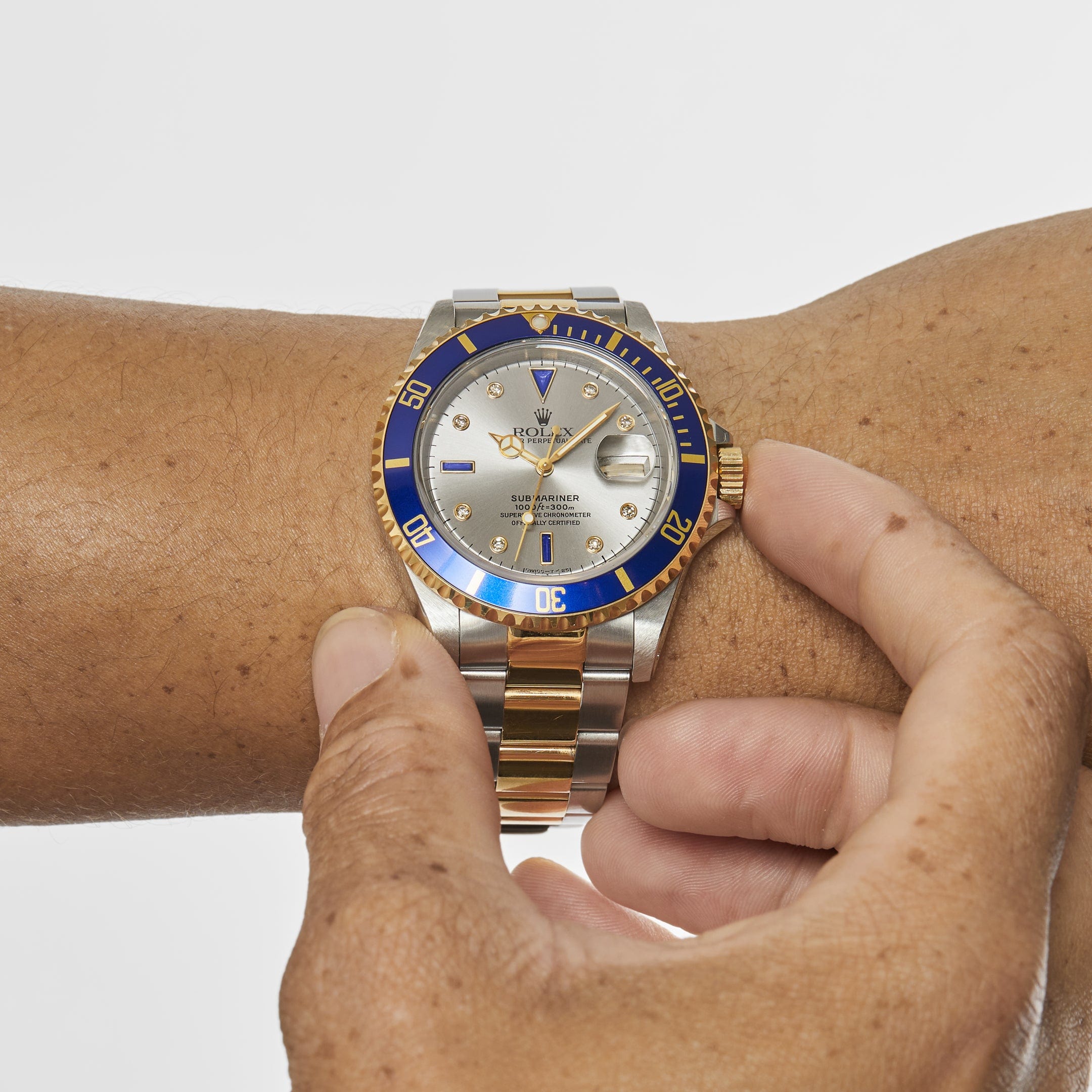 Rolex Submariner Date 16613 Stainless Steel Slate Serti Diamond Dial