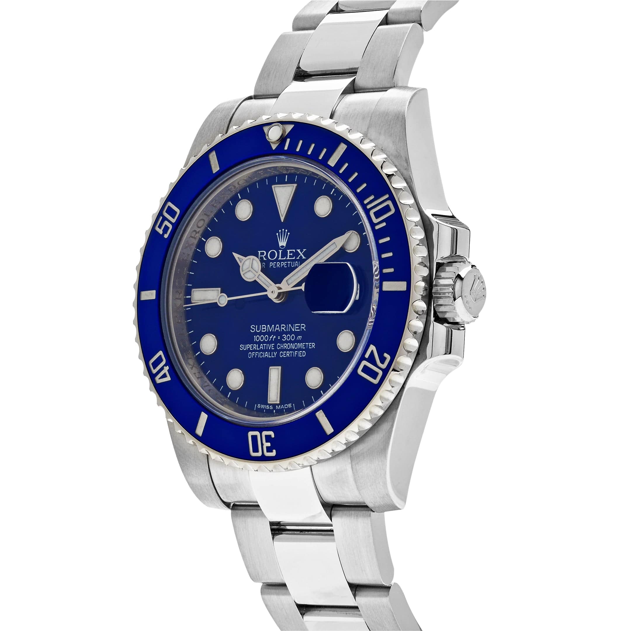 Rolex Submariner Date 40 White Gold Blue Dial Blue Bezel 116619LB wrist aficionado