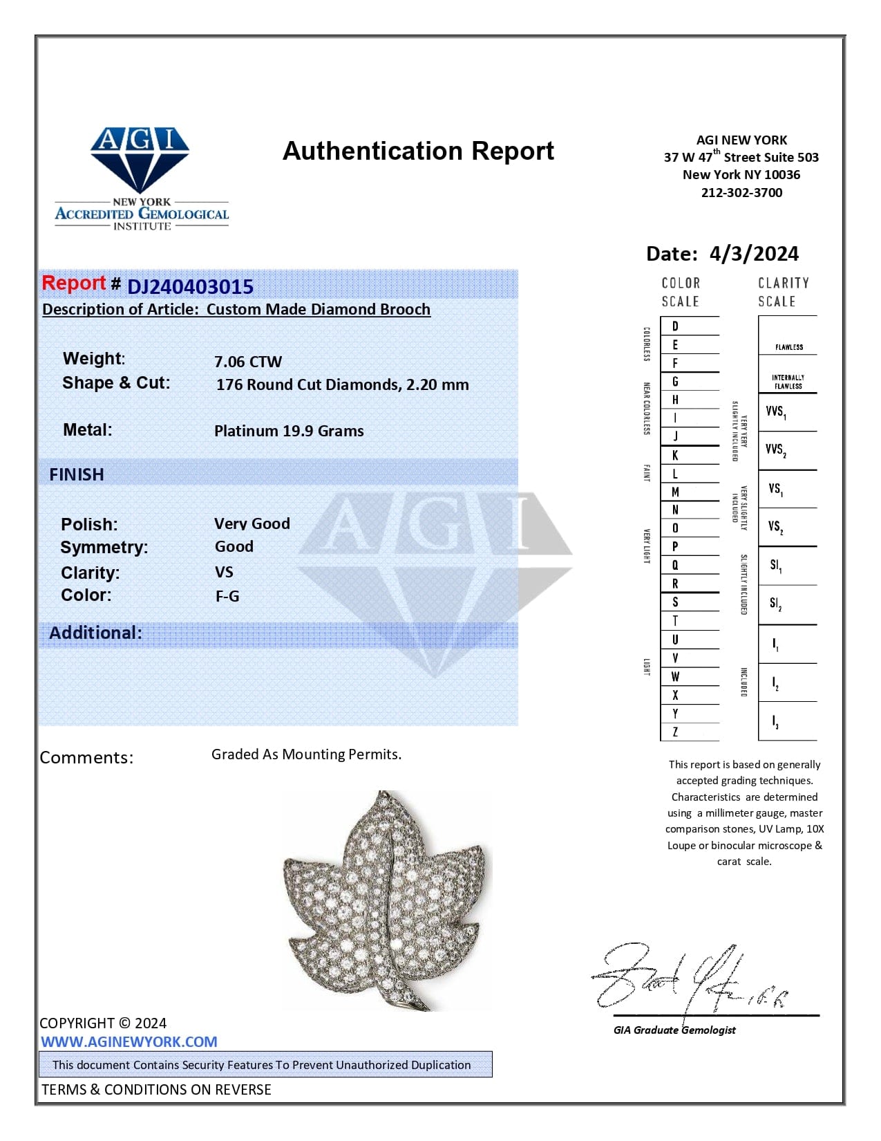 Vintage Brooch Signed Jean Vitau