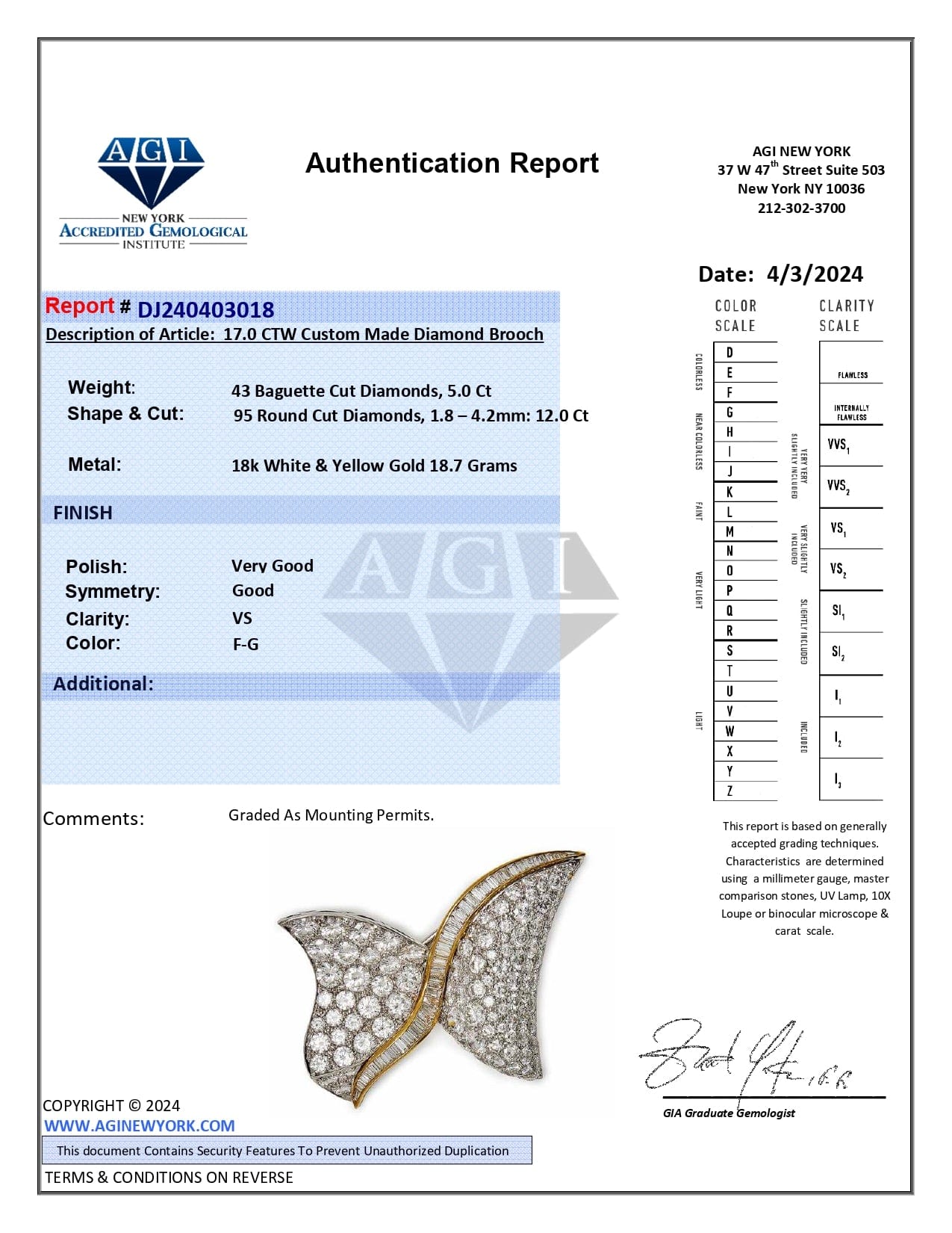 Vintage Brooch Signed Kurt Wayne