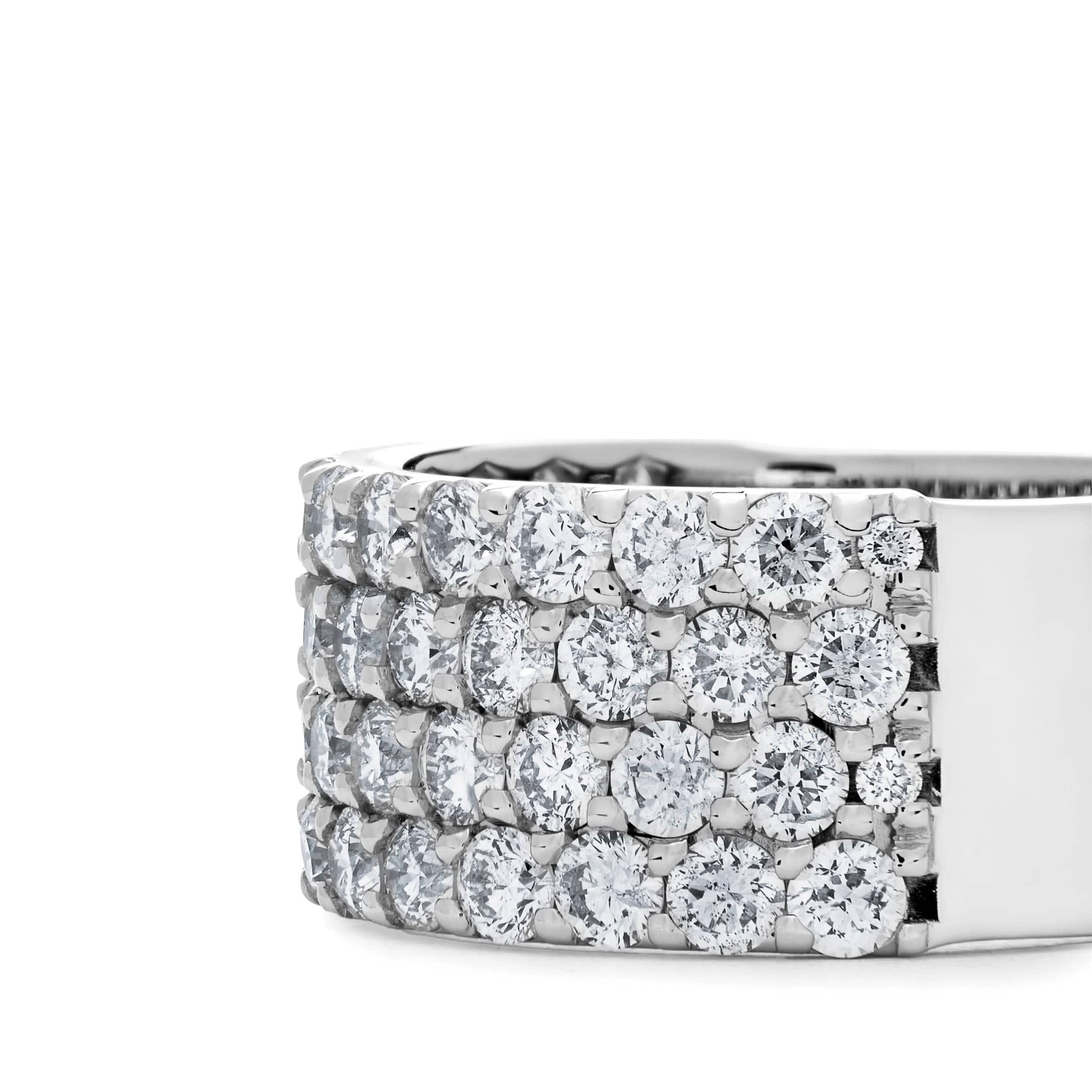 White Diamond Four-Row Ring